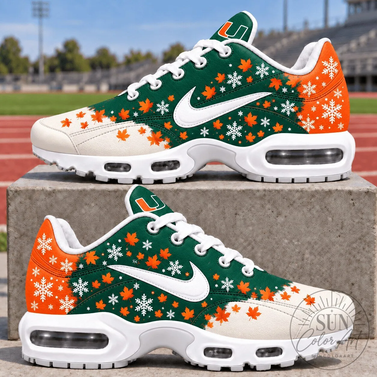 Miami Hurricanes Fall Autumn Leaves Winter Snowflakes Shoes