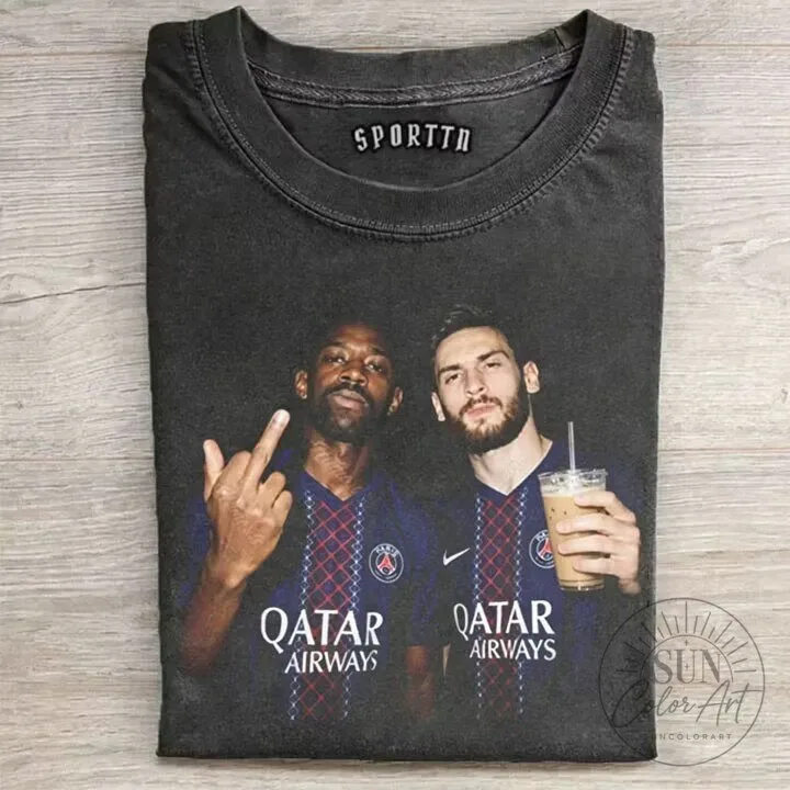 Ousmane Dembele and Khvicha Kvaratskhelia Paris Saint-Germain Football Club T-Shirt