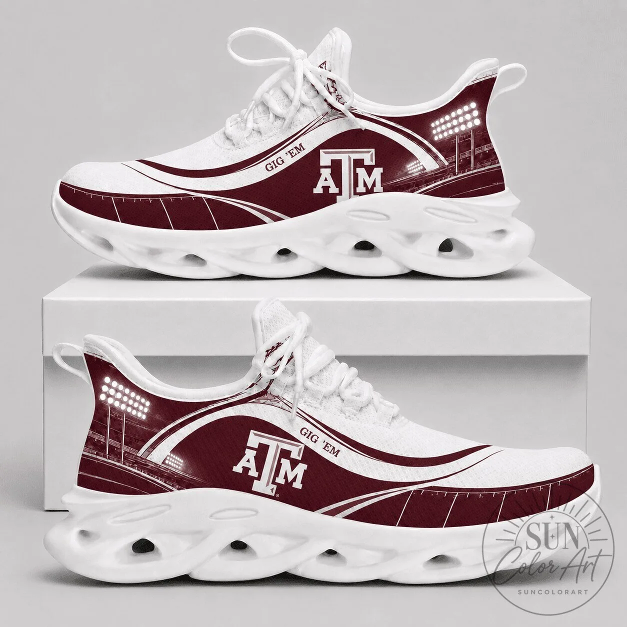 Texas A&M Aggies Gig 'Em Stadium Design Athletic Shoes