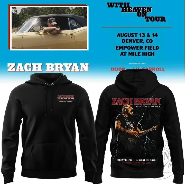 Zach Bryan The Heaven On Tour Denver Concert Black Hoodie