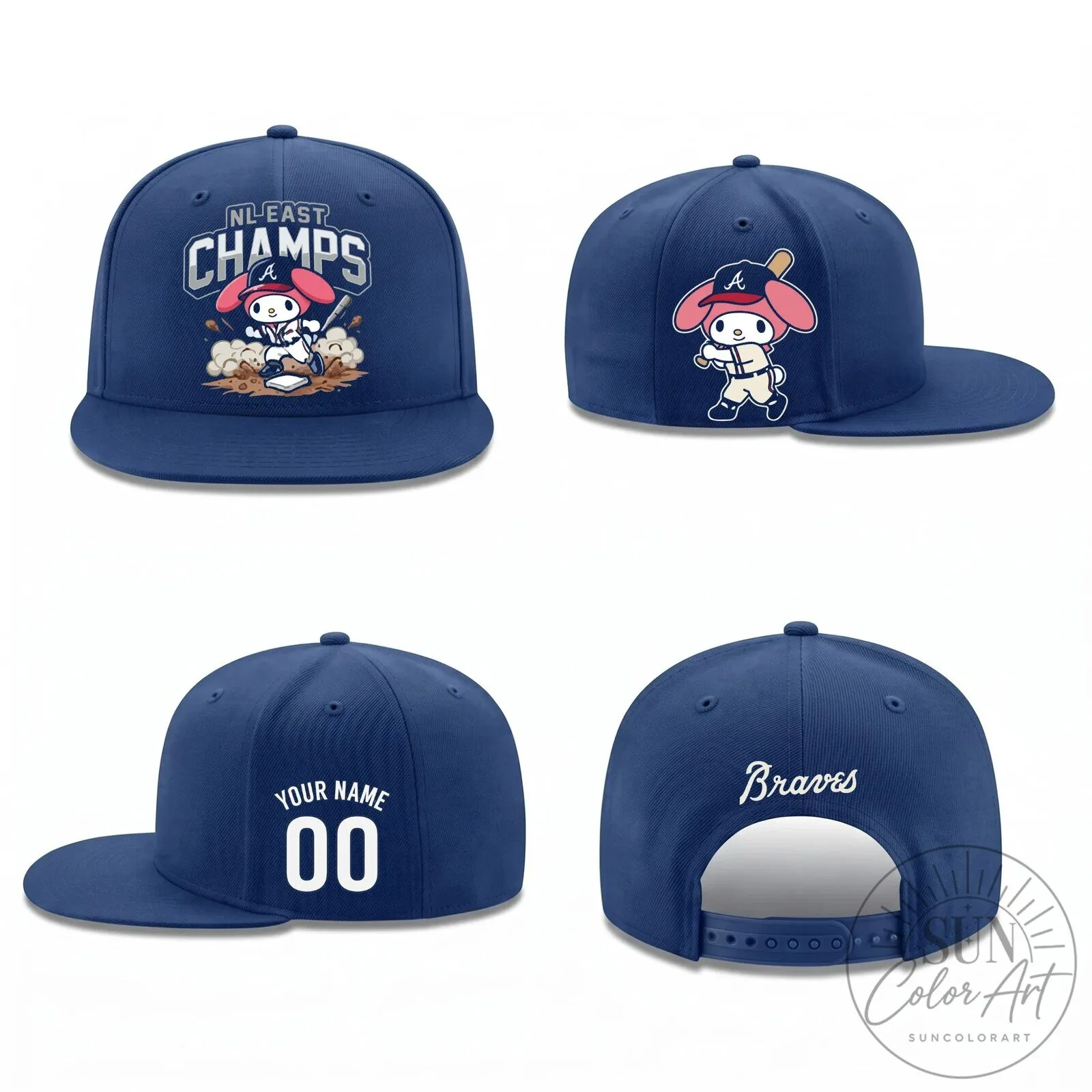 Atlanta Braves My Melody Baseball Personalized Snapback Cap Hat 12 Atlanta Braves My Melody Baseball Personalized Snapback Cap Hat