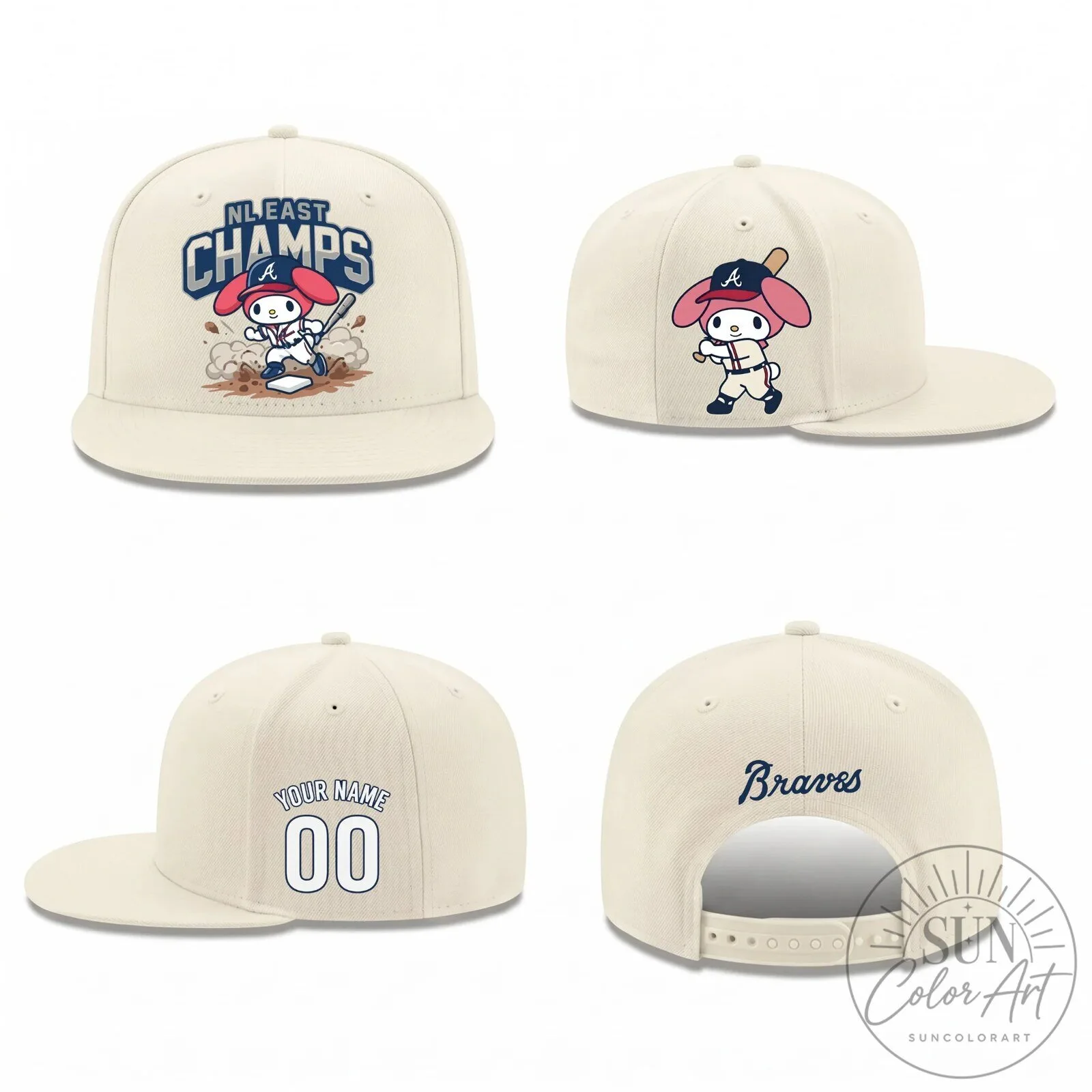 Atlanta Braves My Melody Baseball Personalized Snapback Cap Hat 14 Atlanta Braves My Melody Baseball Personalized Snapback Cap Hat