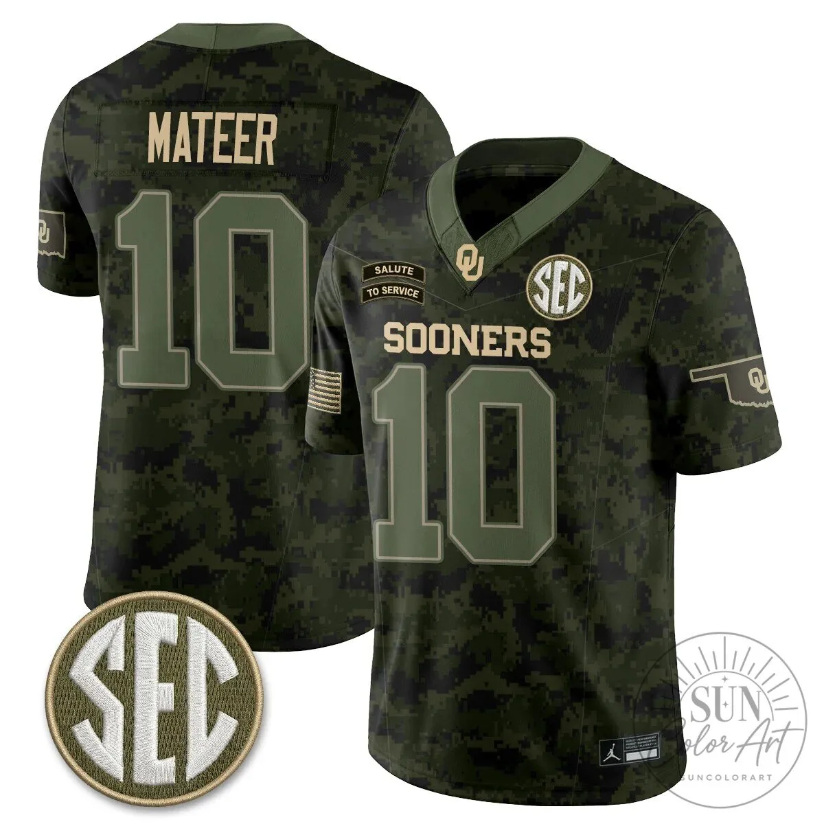 Oklahoma Sooners Mateer Number 10 Salute To Service Football Jersey 54 Oklahoma Sooners Mateer Number 10 Salute To Service Football Jersey