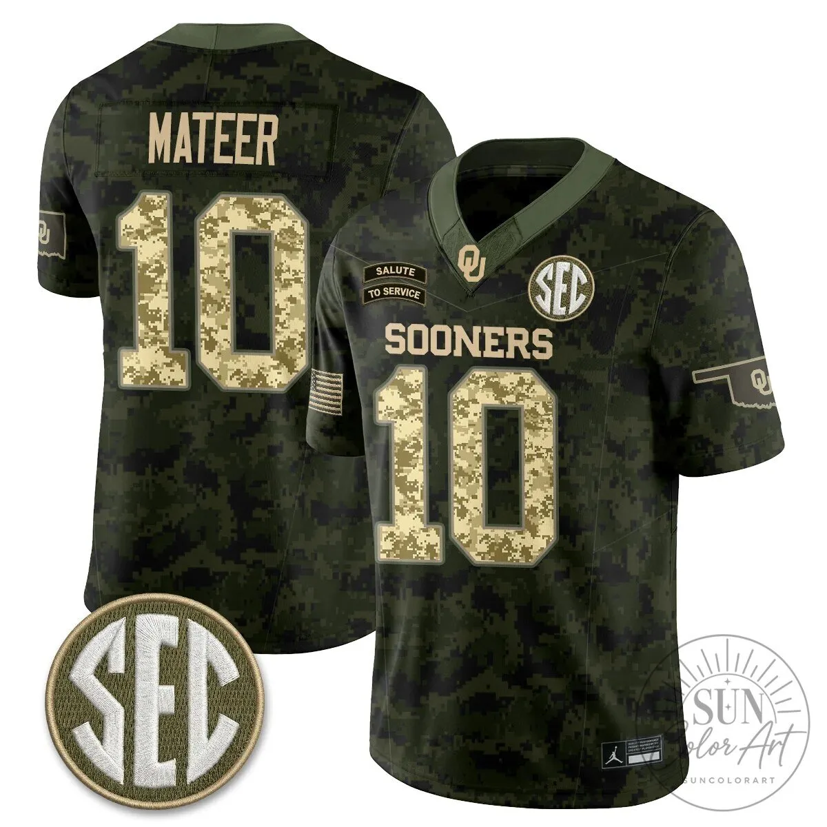 Oklahoma Sooners Mateer Number 10 Salute To Service Football Jersey 64 Oklahoma Sooners Mateer Number 10 Salute To Service Football Jersey