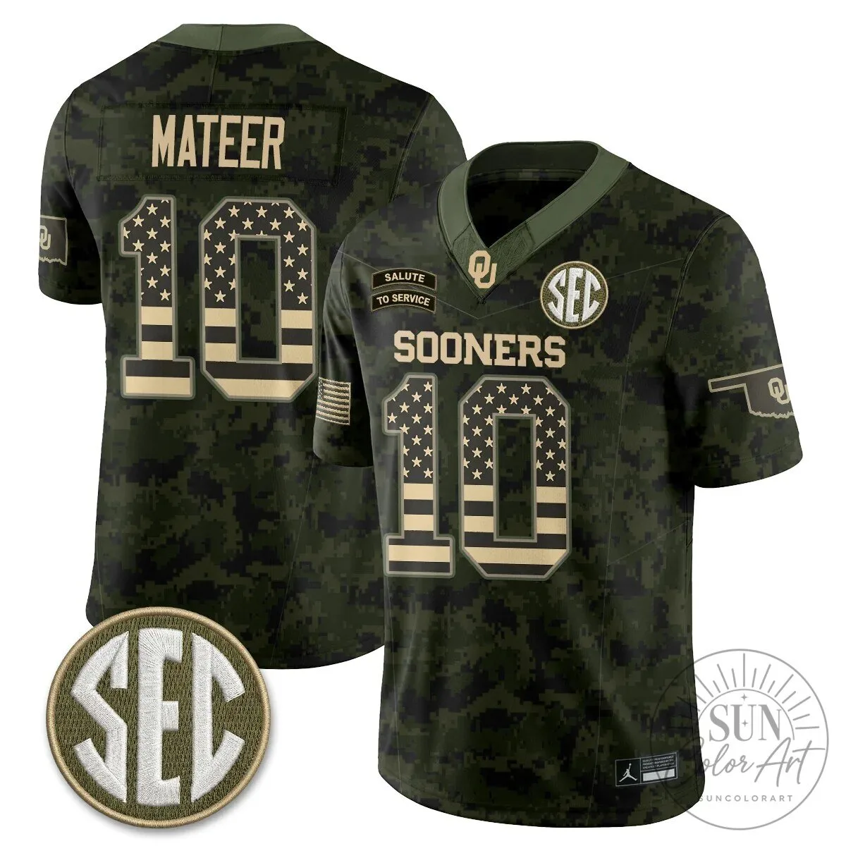 Oklahoma Sooners Mateer Number 10 Salute To Service Football Jersey 74 Oklahoma Sooners Mateer Number 10 Salute To Service Football Jersey