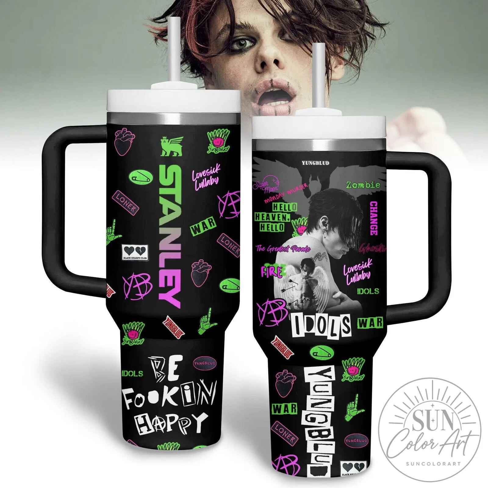 Stanley Tumbler with Handle from Yungblud's Black Hearts Club Collection