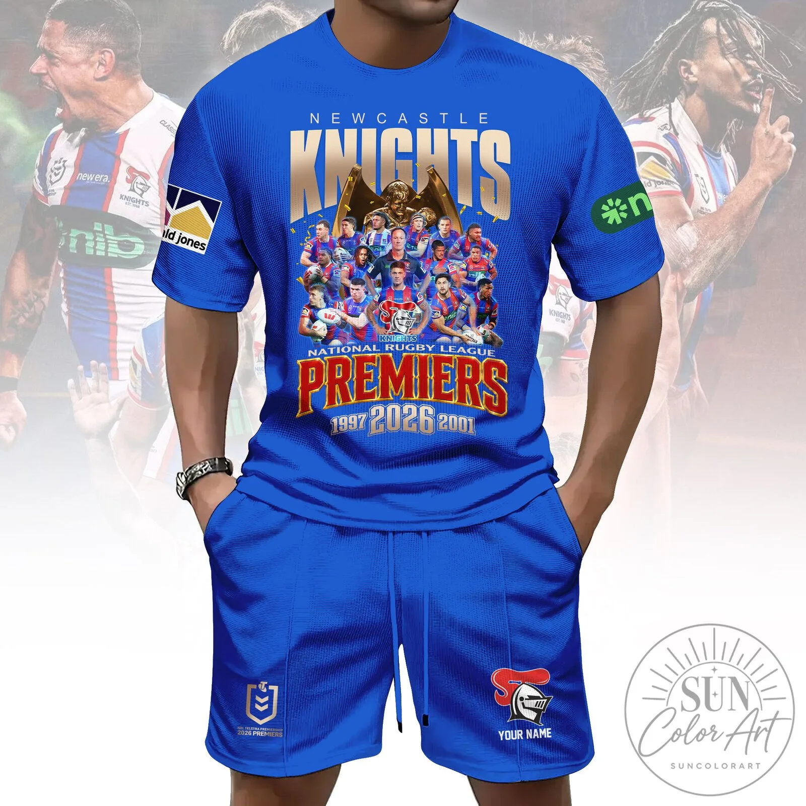 Newcastle Knights National Rugby League Premiers T-Shirt and Shorts Set 5 Newcastle Knights National Rugby League Premiers T-Shirt and Shorts Set