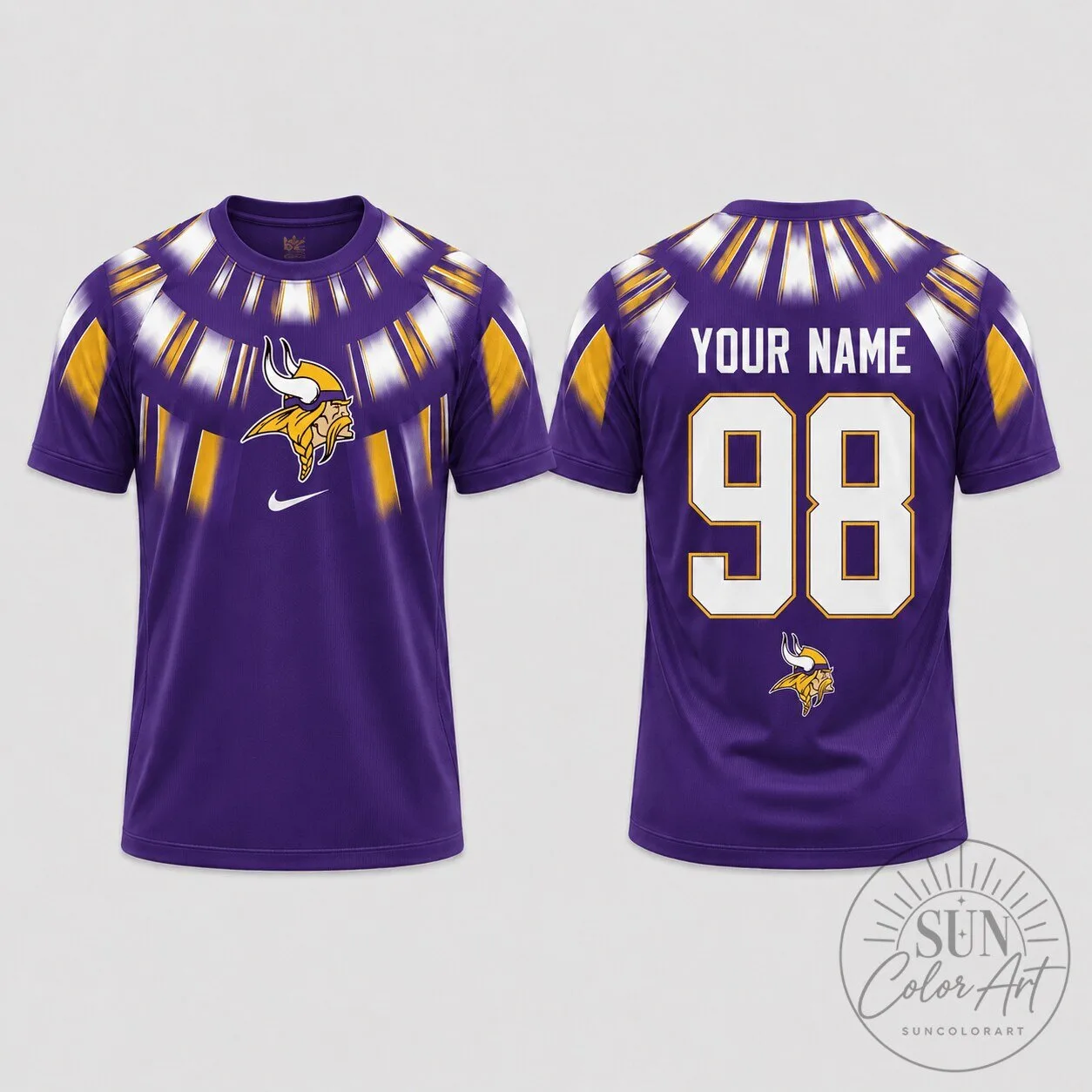 Minnesota Vikings Personalized Purple and Gold NFL Football Fan Jersey 2 Minnesota Vikings Personalized Purple and Gold NFL Football Fan Jersey