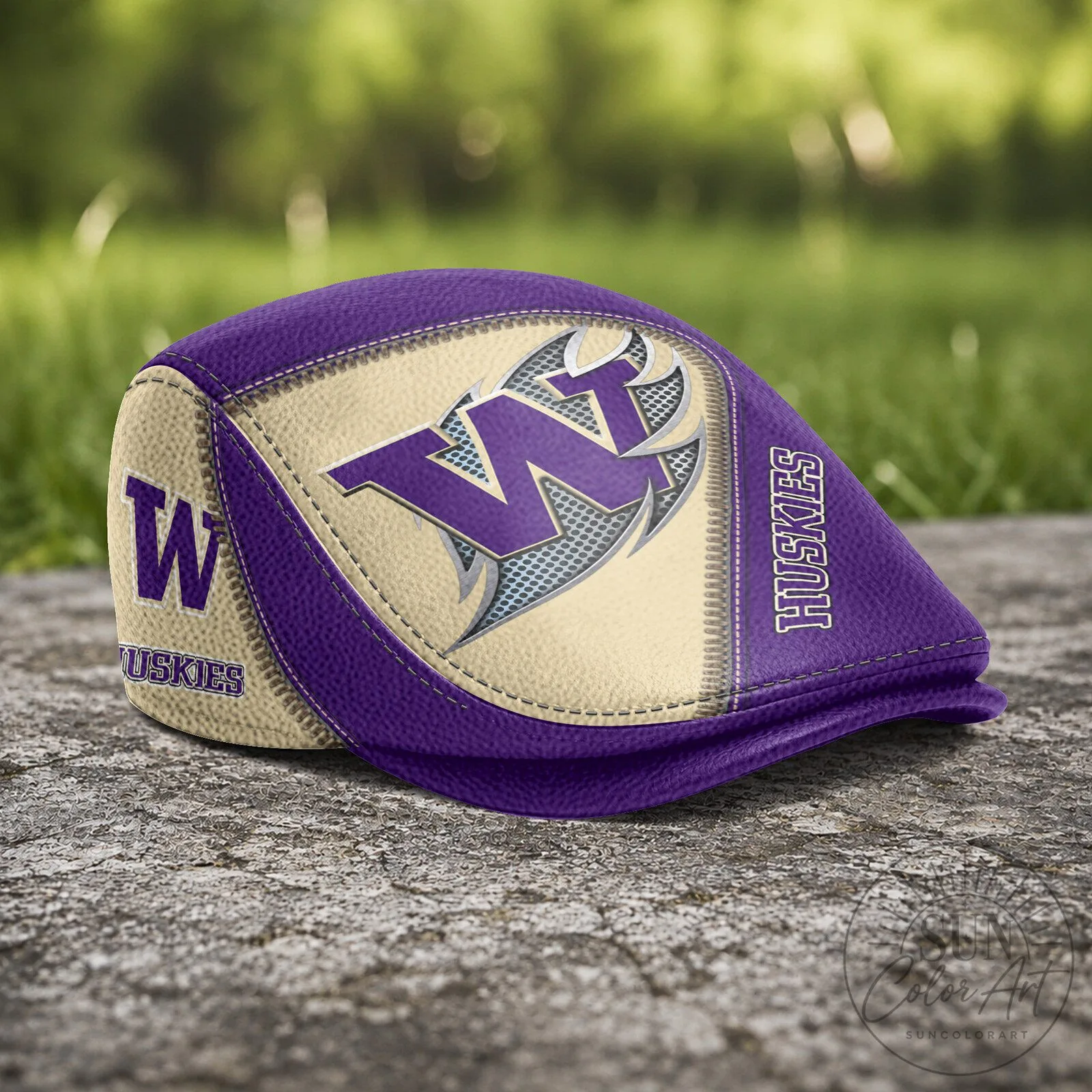 Washington Huskies NCAA Purple and Gold Golf Flat Cap Hat