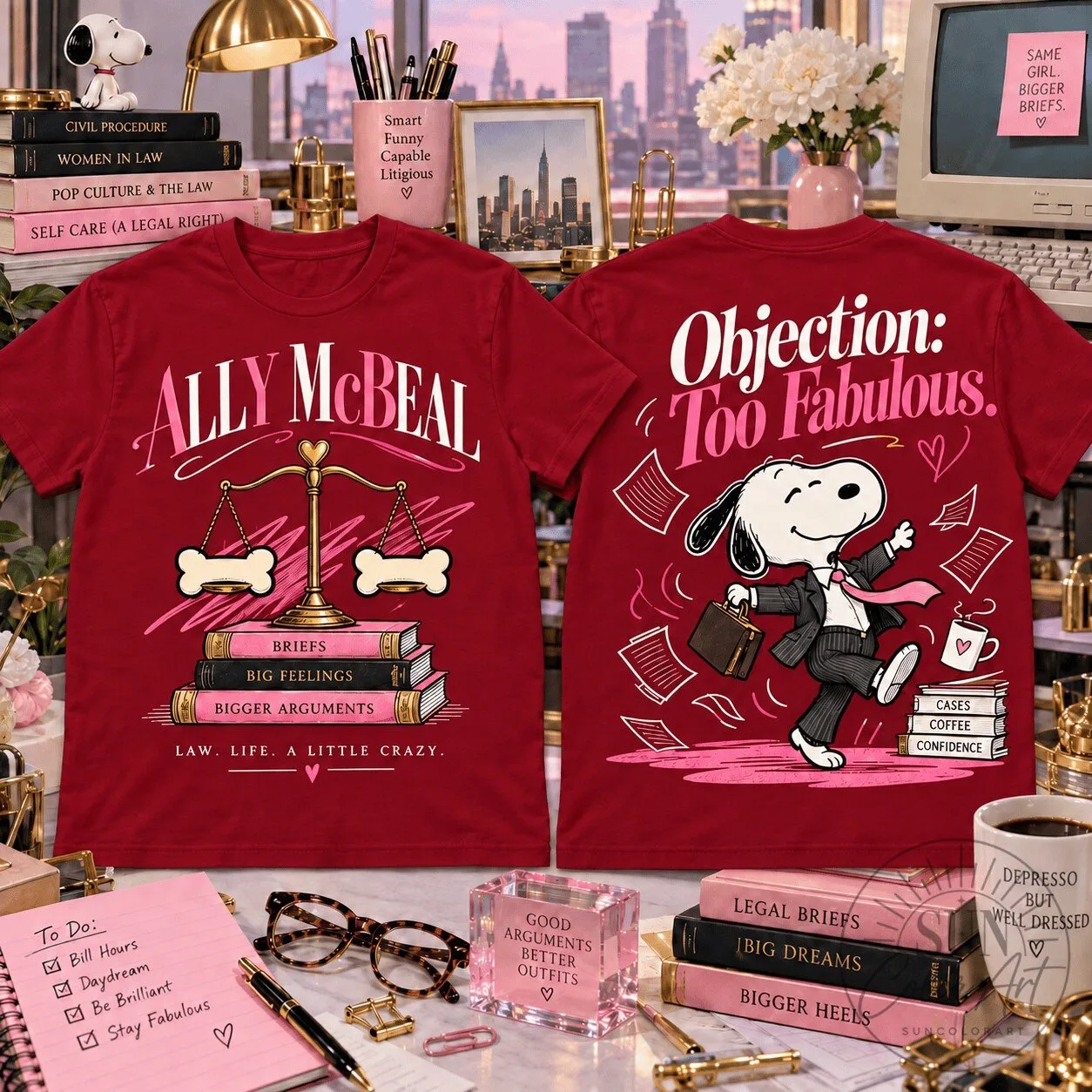 Ally McBeal Snoopy Objection Too Fabulous T-Shirt 2 Ally McBeal Snoopy Objection Too Fabulous T-Shirt