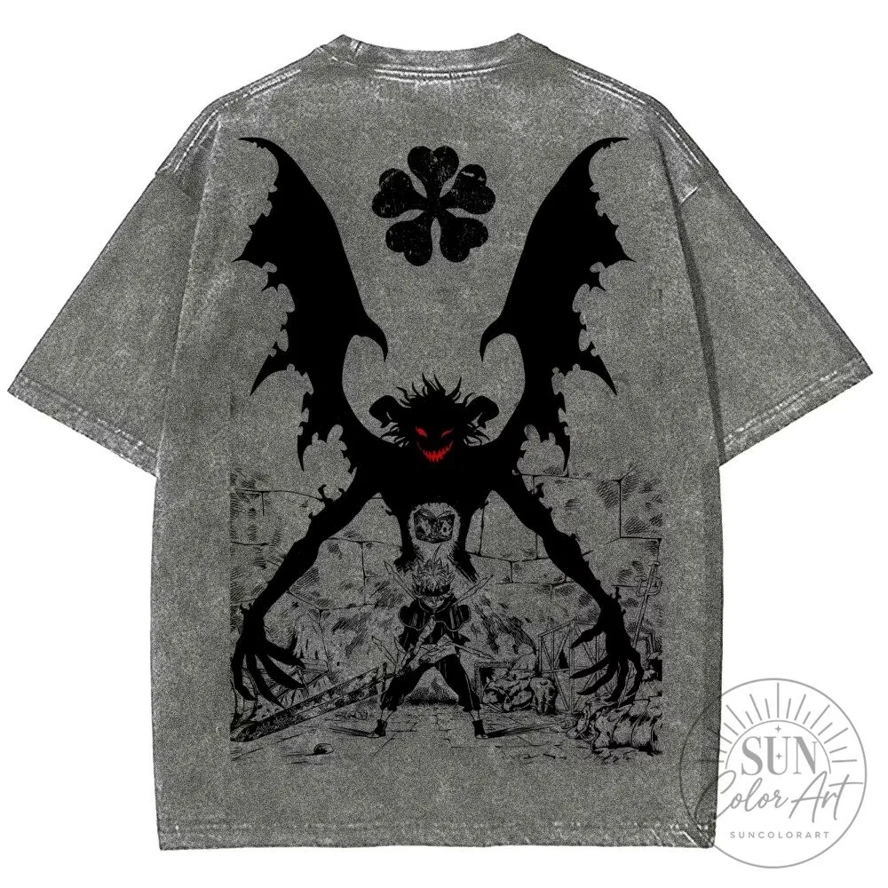 Black Clover Asta and Devil Demon Form Graphic Washed T-Shirt