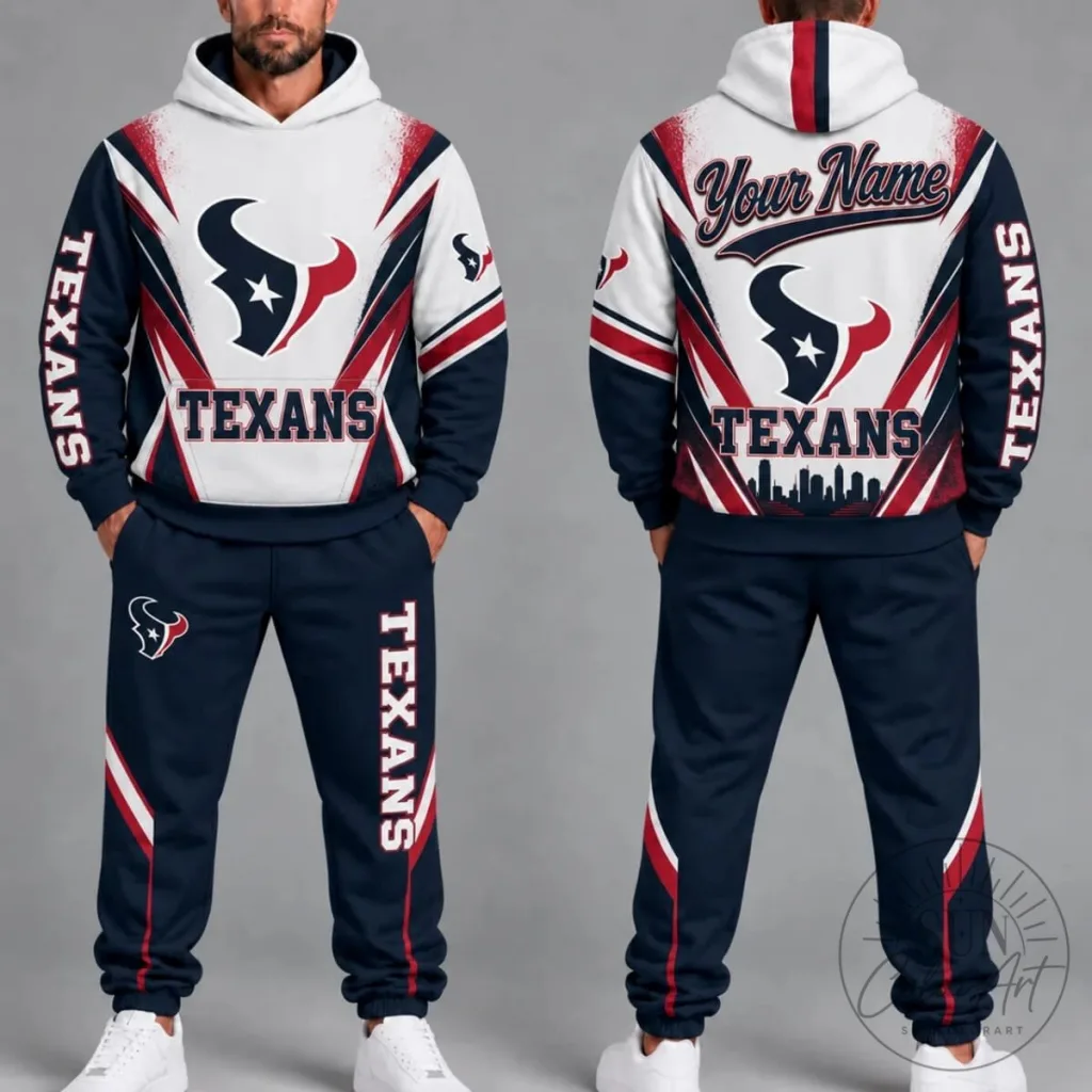 Houston Texans Football Team Personalized Hoodie and Jogger Set Houston Texans Football Team Personalized Hoodie and Jogger Set