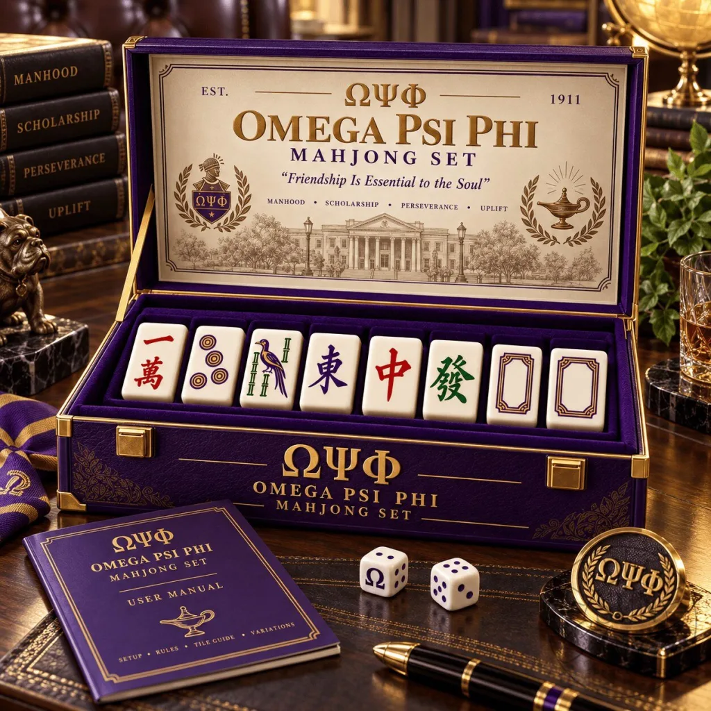 Omega Psi Phi Mahjong Game Set with User Manual and Dice Omega Psi Phi Mahjong Game Set with User Manual and Dice