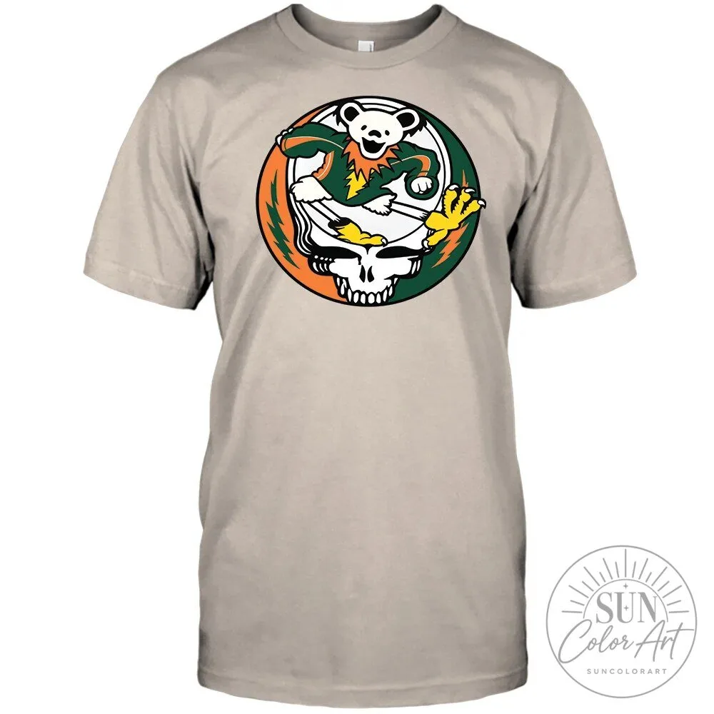 Miami Hurricanes Football Grateful Dead Stealie Dancing Bear Skull T-Shirt