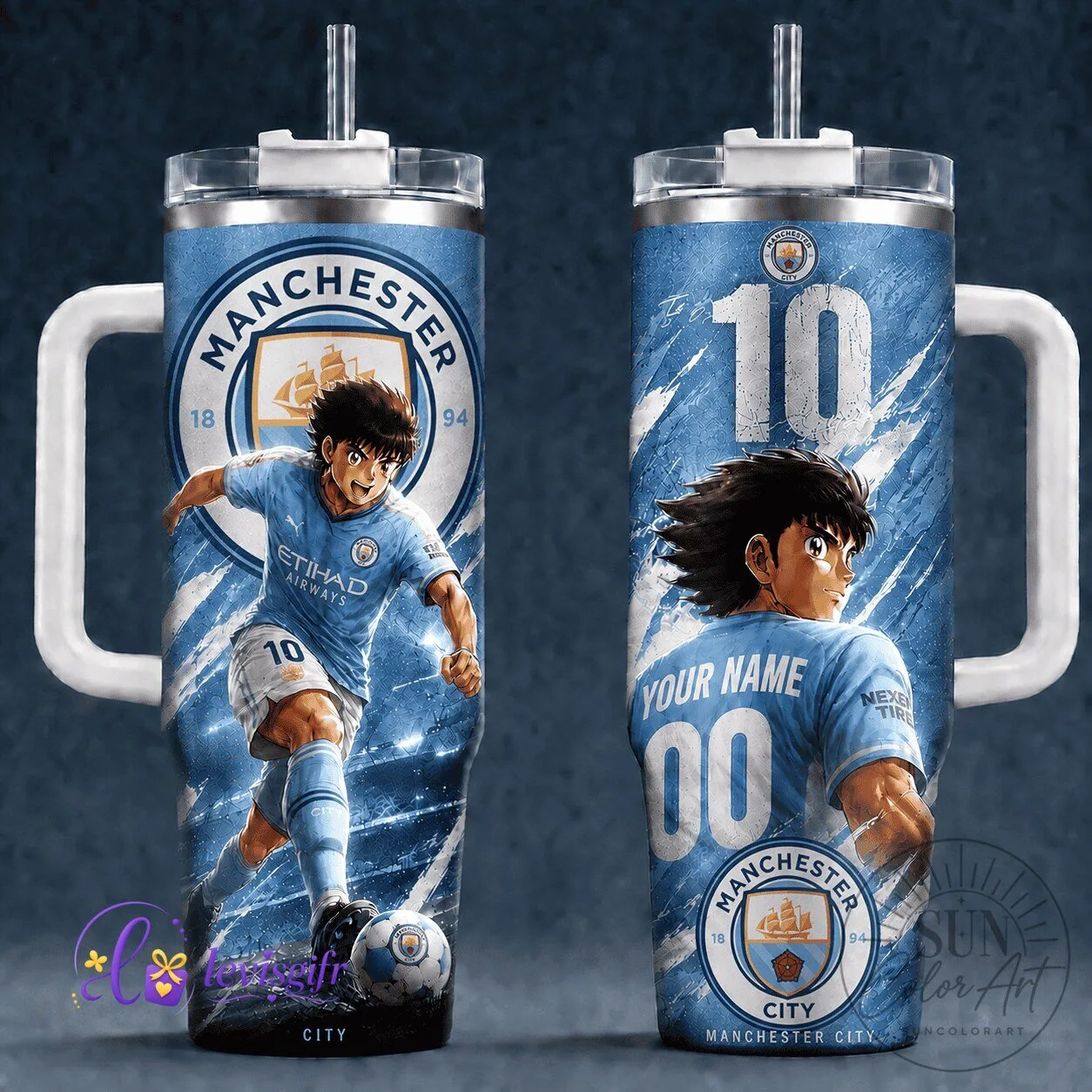 Manchester City Football Club Anime Art Personalized Stainless Steel Tumbler