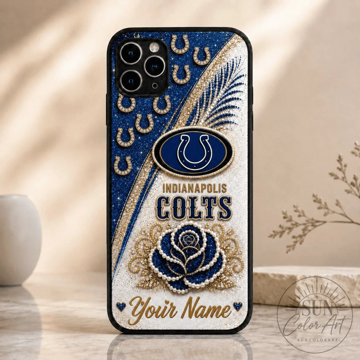 Indianapolis Colts Personalized Glitter Rose Design Phone Case 1 Indianapolis Colts Personalized Glitter Rose Design Phone Case