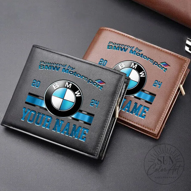 BMW Motorsport Personalized Wallet, Custom Name Bi-Fold Wallet for Men