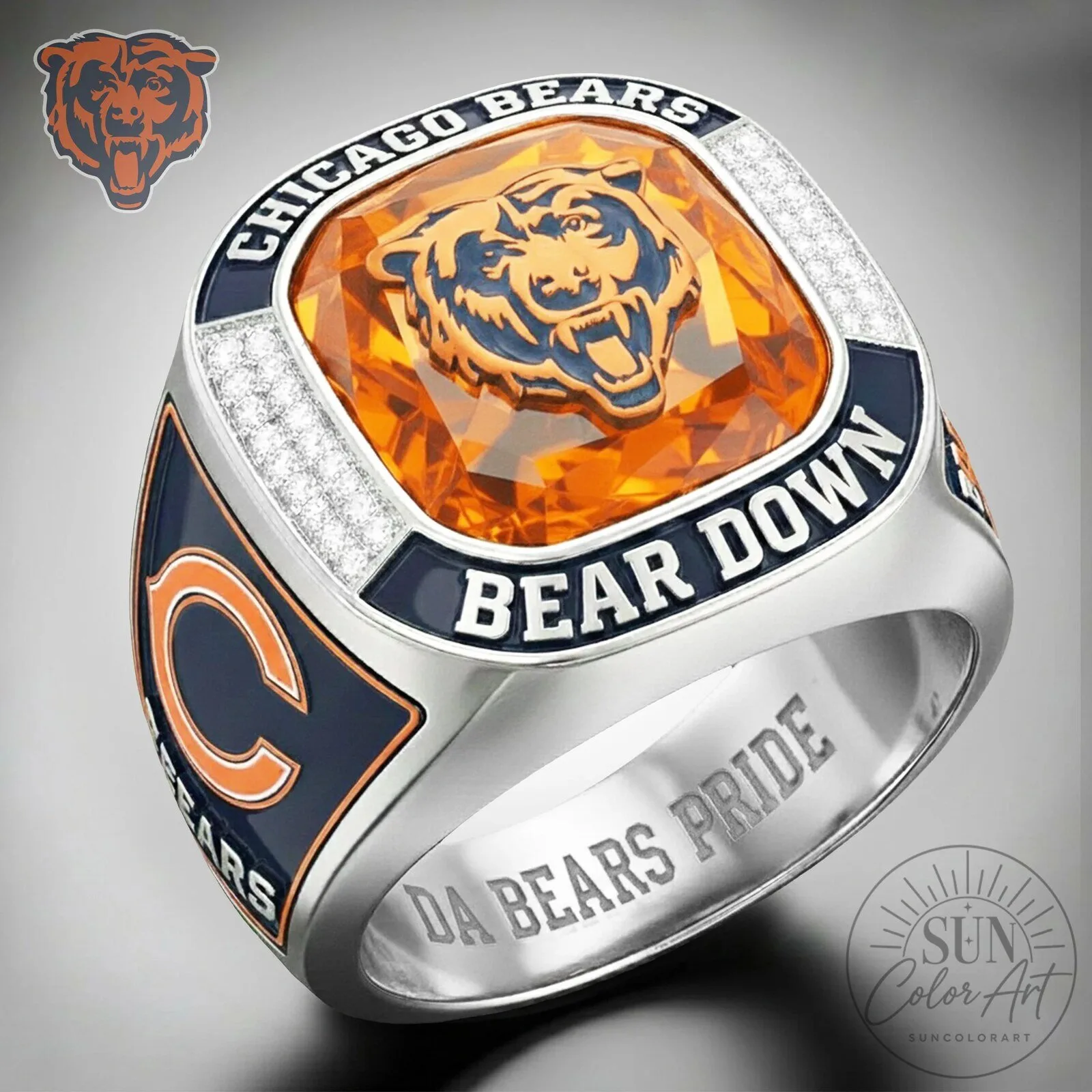 Chicago Bears Bear Down Football Team Sports Fan Ring