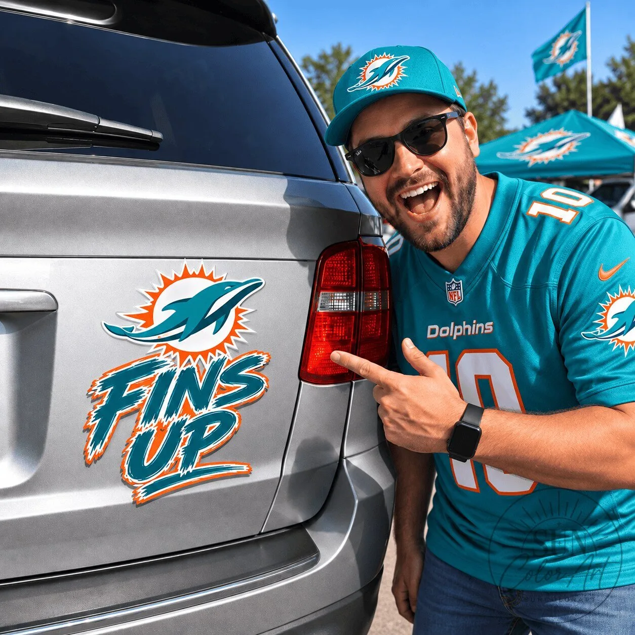 Miami Dolphins Fins Up National Football League Team Slogan Car Decal Sticker