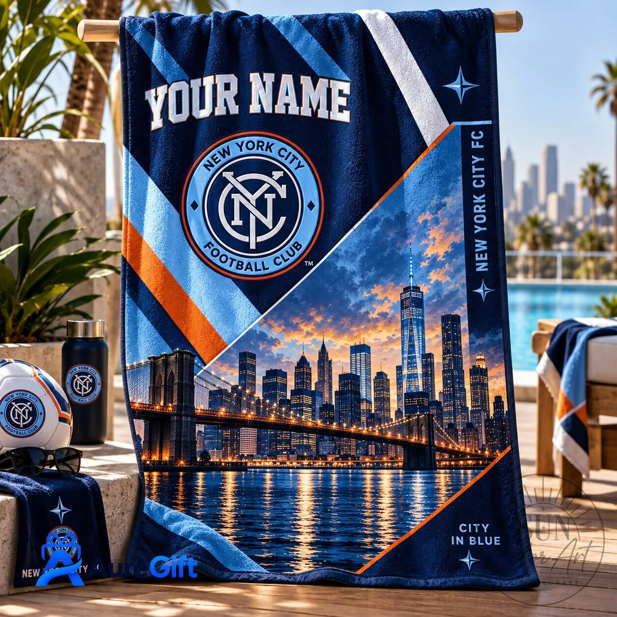 New York City Football Club Personalized Beach Towel