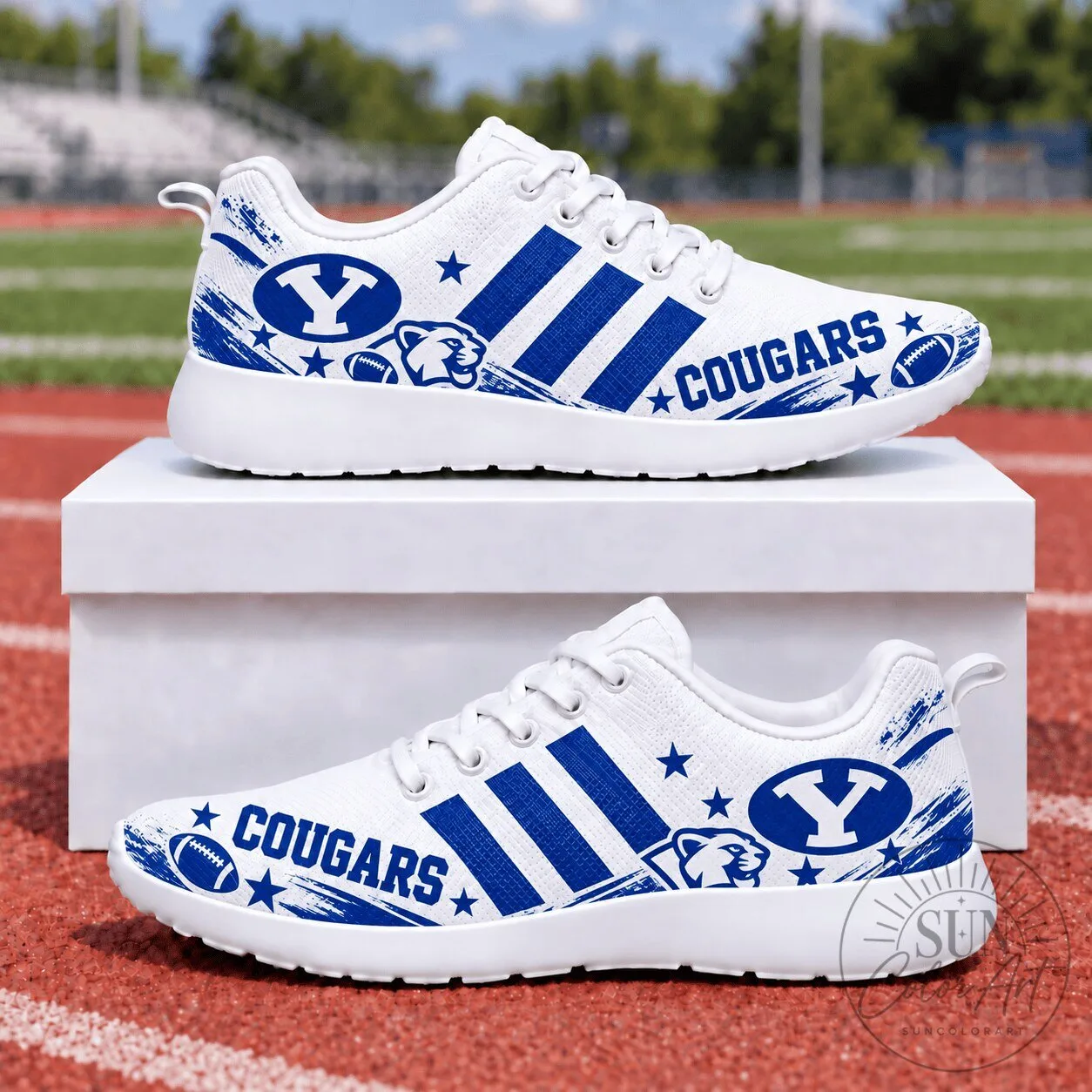 BYU Cougars Royal Blue and White Athletic Running Shoes for Game Day