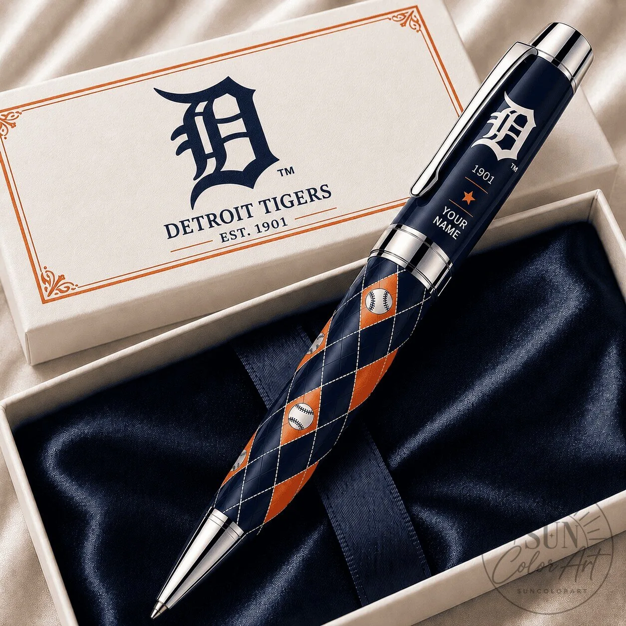 Detroit Tigers Baseball Diamond Pattern Personalized Ballpoint Pen 1 Detroit Tigers Baseball Diamond Pattern Personalized Ballpoint Pen