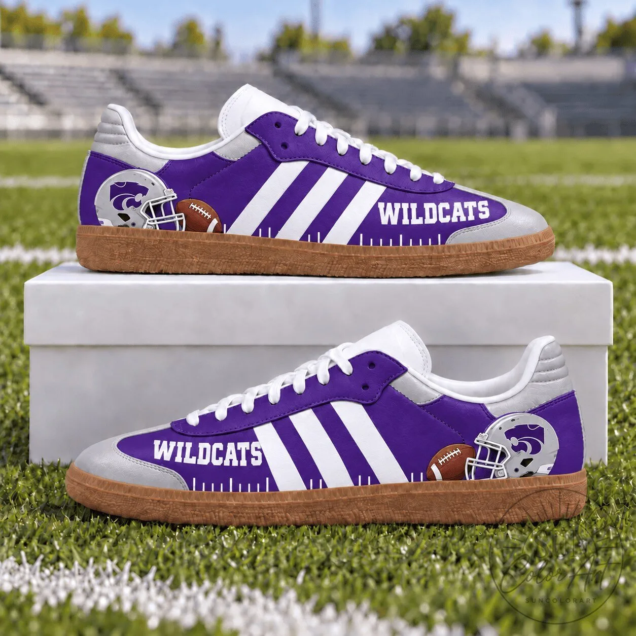 Kansas State Wildcats Football Team Logo Purple and White Sneakers