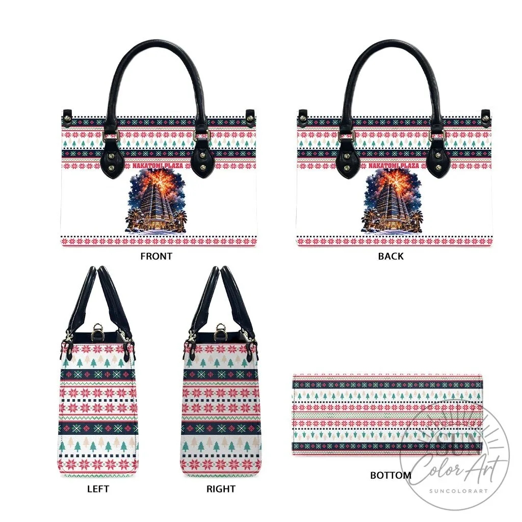 Nakatomi Plaza Christmas Explosion Ugly Sweater Pattern Handbag 15 Nakatomi Plaza Christmas Explosion Ugly Sweater Pattern Handbag
