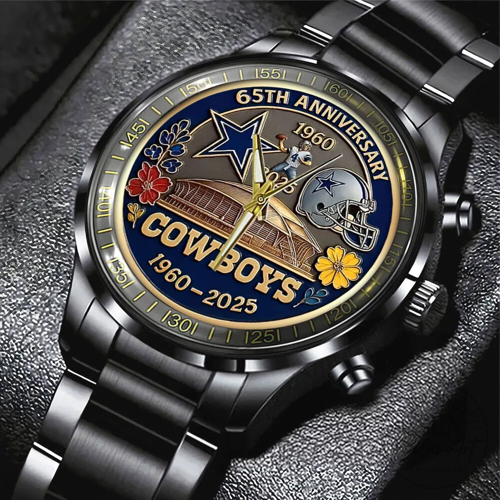 Dallas Cowboys 65th Anniversary 1960-2025 Stainless Steel Watch 12 Dallas Cowboys 65th Anniversary 1960-2025 Stainless Steel Watch