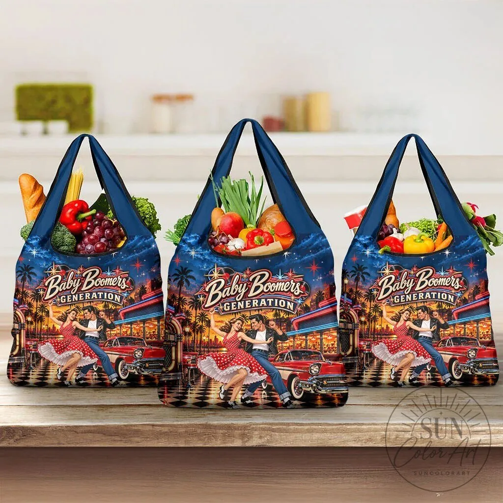 Baby Boomers Generation Vintage 1950s Retro Rock and Roll Nostalgia Grocery Bag 12 Baby Boomers Generation Vintage 1950s Retro Rock and Roll Nostalgia Grocery Bag