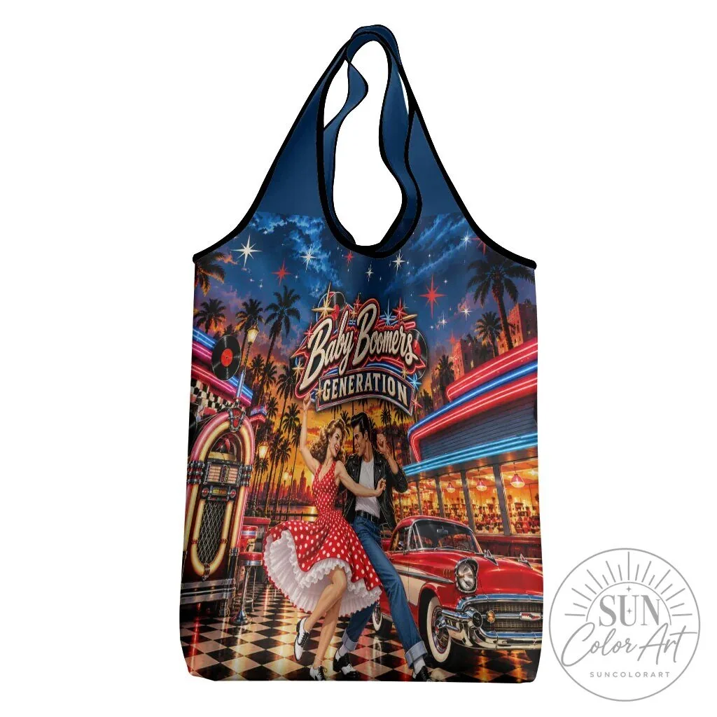 Baby Boomers Generation Vintage 1950s Retro Rock and Roll Nostalgia Grocery Bag 13 Baby Boomers Generation Vintage 1950s Retro Rock and Roll Nostalgia Grocery Bag