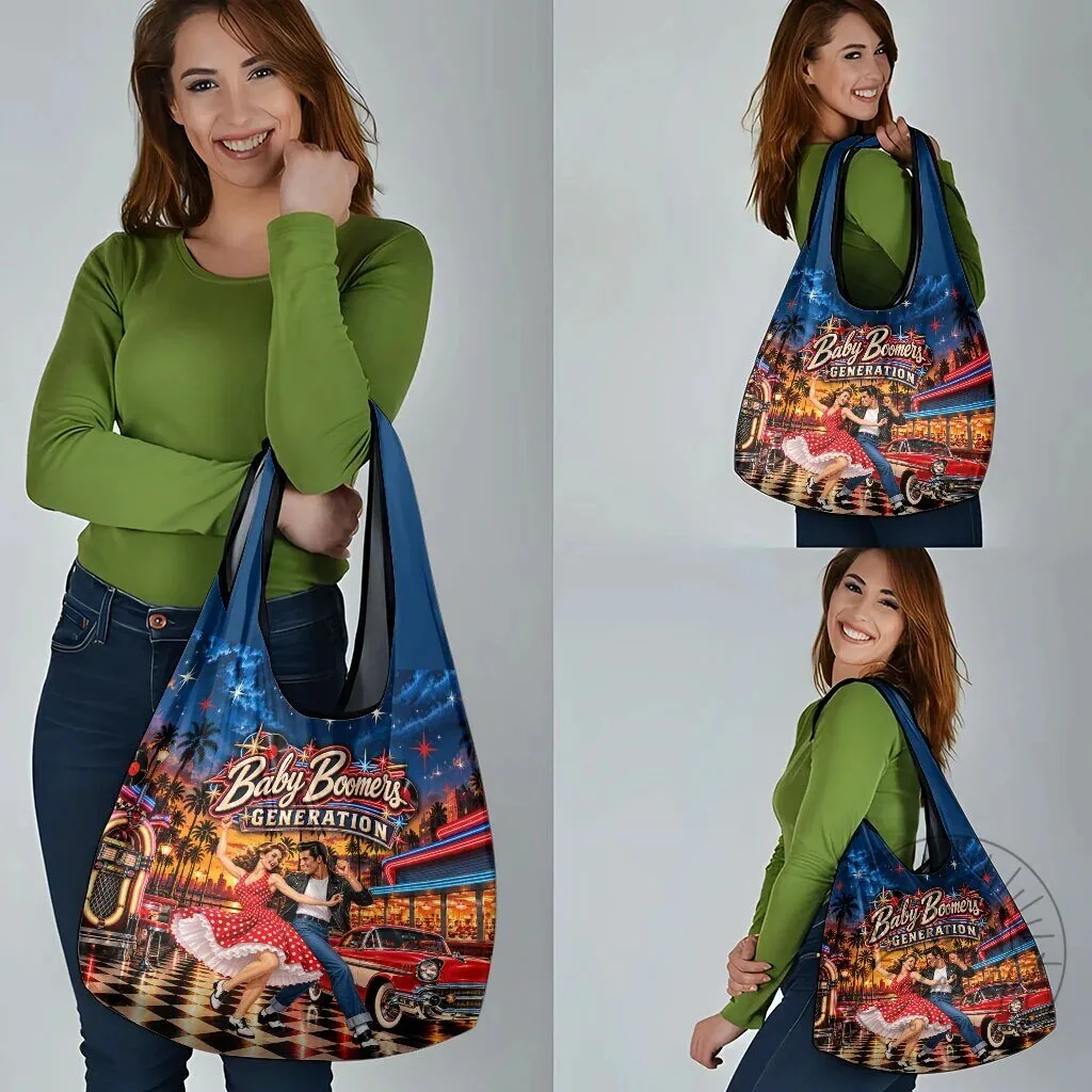 Baby Boomers Generation Vintage 1950s Retro Rock and Roll Nostalgia Grocery Bag 17 Baby Boomers Generation Vintage 1950s Retro Rock and Roll Nostalgia Grocery Bag