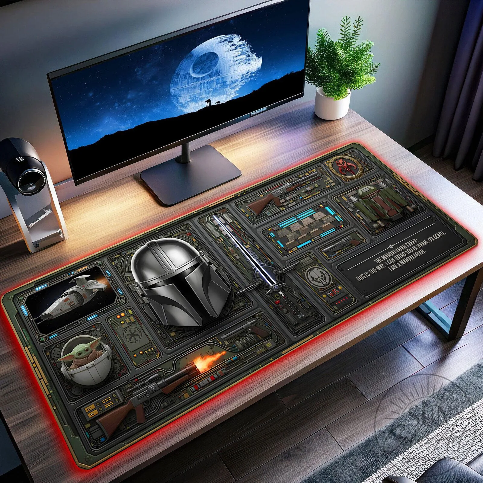 The Mandalorian Star Wars Grogu LED Gaming Mouse Pad