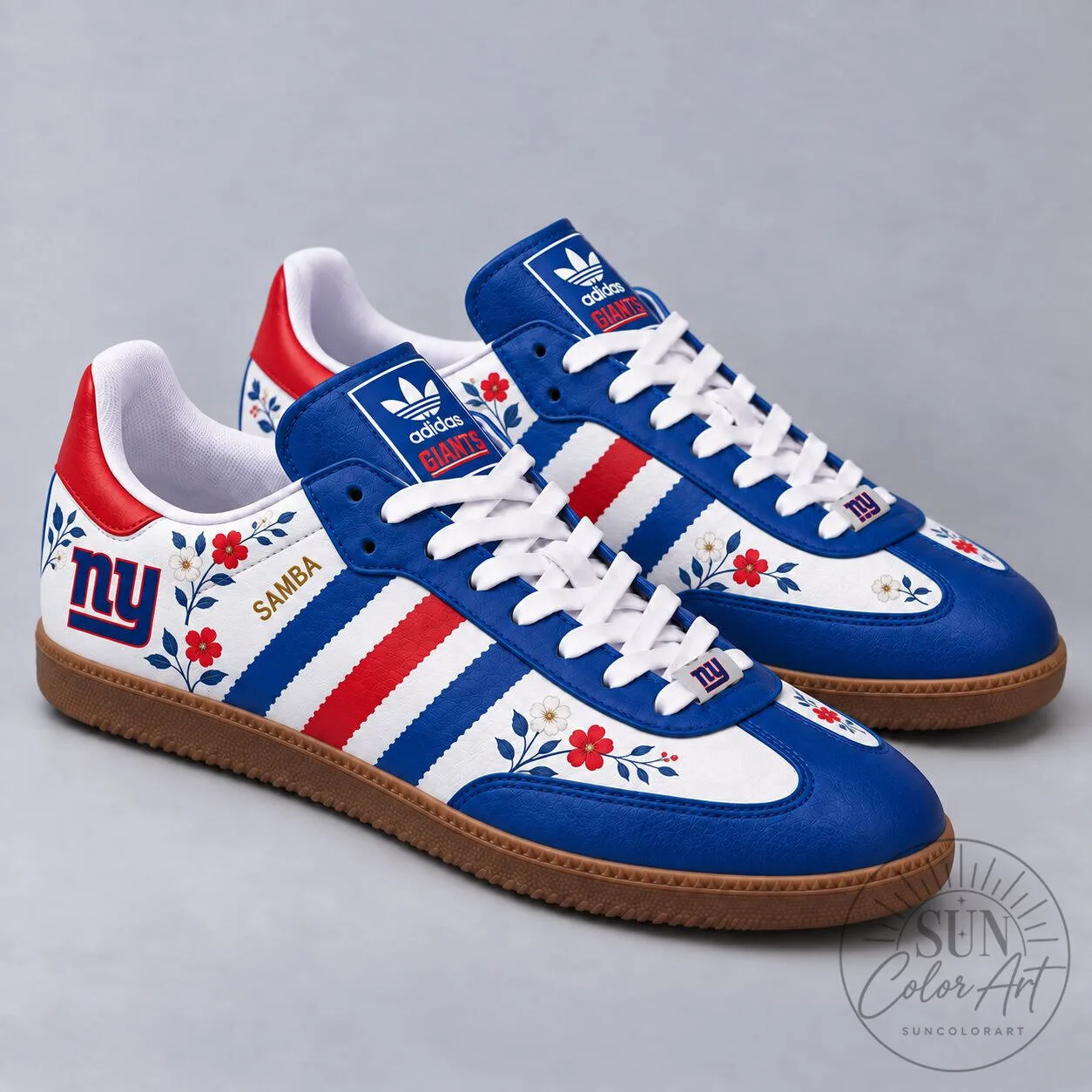 New York Giants NFL Floral Game Day Samba Shoes 2 New York Giants NFL Floral Game Day Samba Shoes