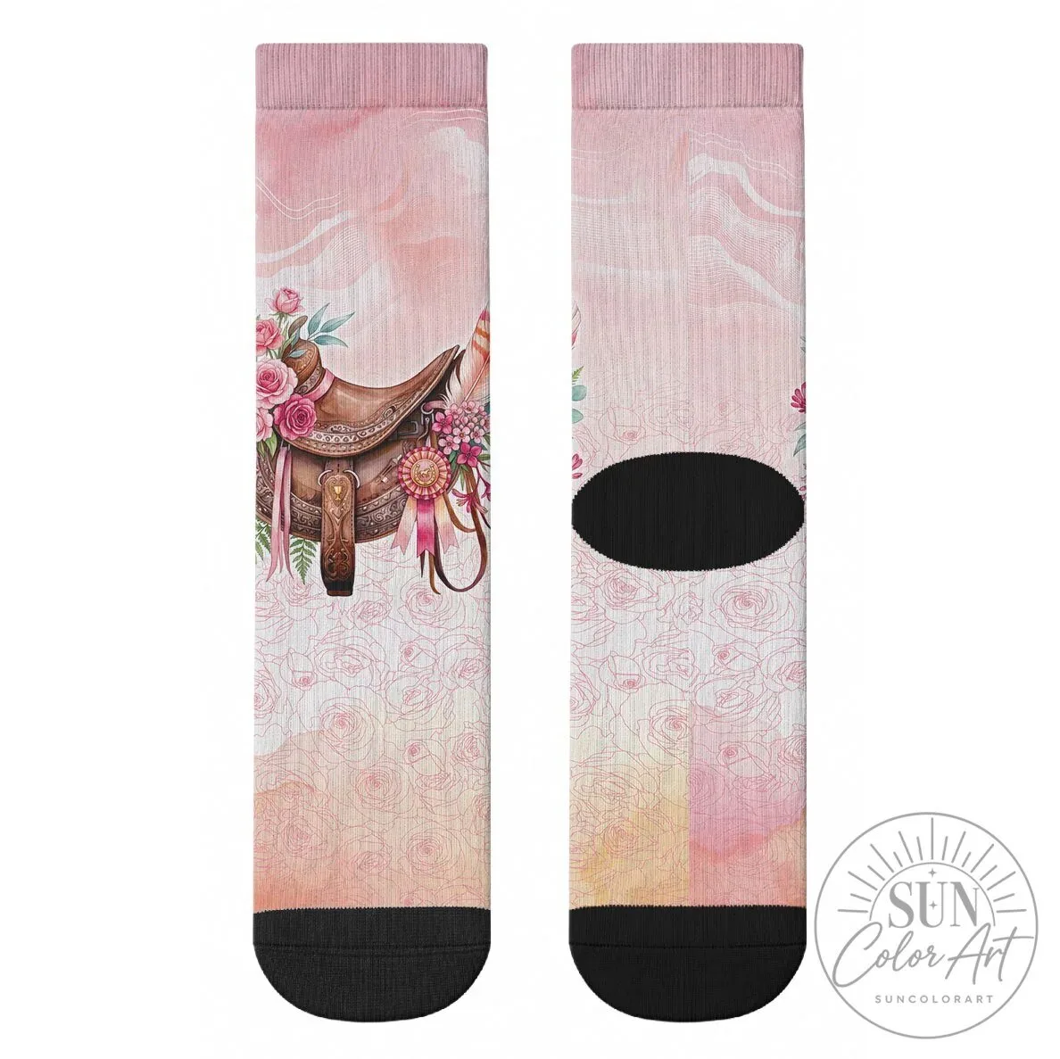 Melbourne Horse Floral Saddle Crew Socks Pink Rose Waxflower Flowers 9 Melbourne Horse Floral Saddle Crew Socks Pink Rose Waxflower Flowers