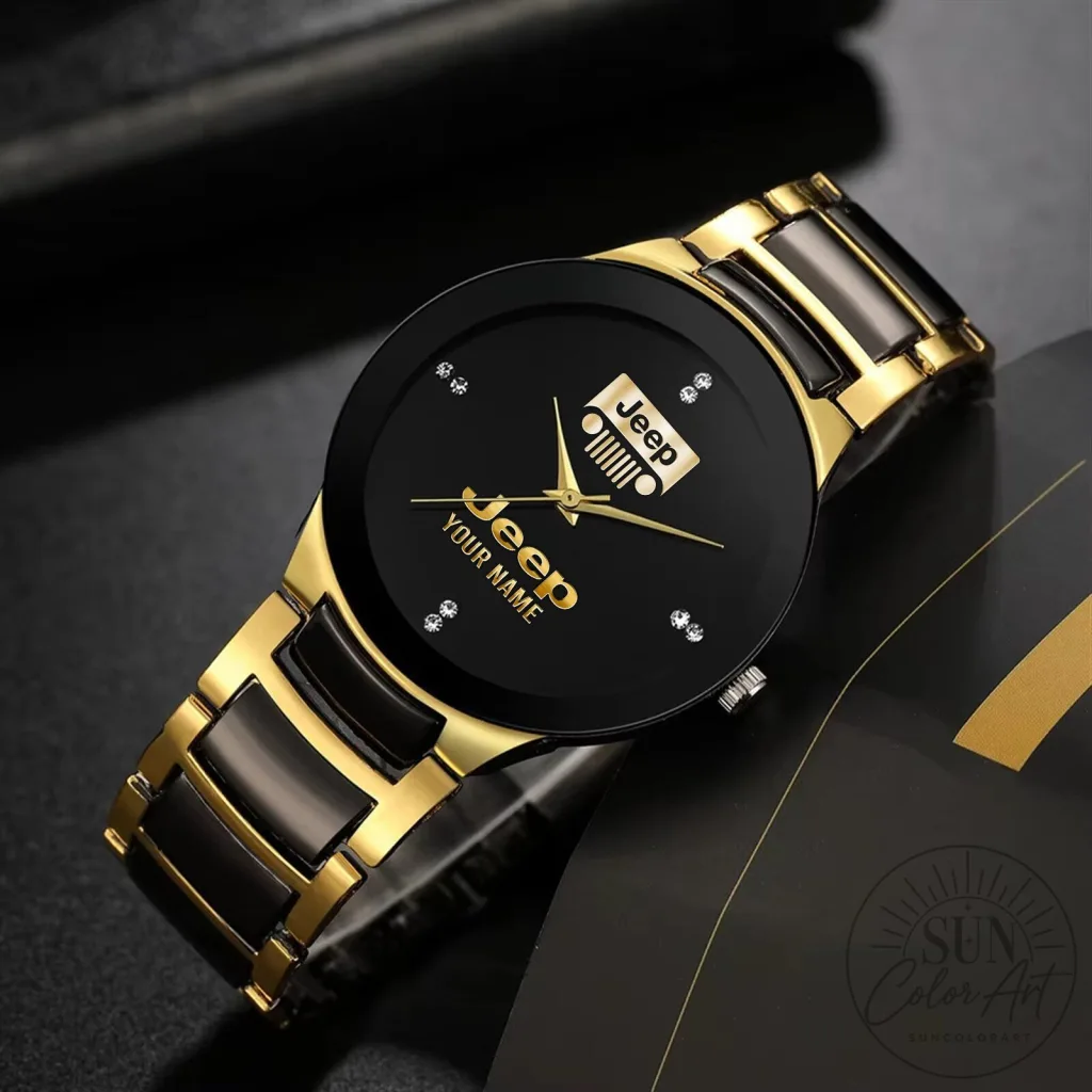 Jeep Custom Name Gold Tone Men's Quartz Watch with Black Dial Jeep Custom Name Gold Tone Men's Quartz Watch with Black Dial