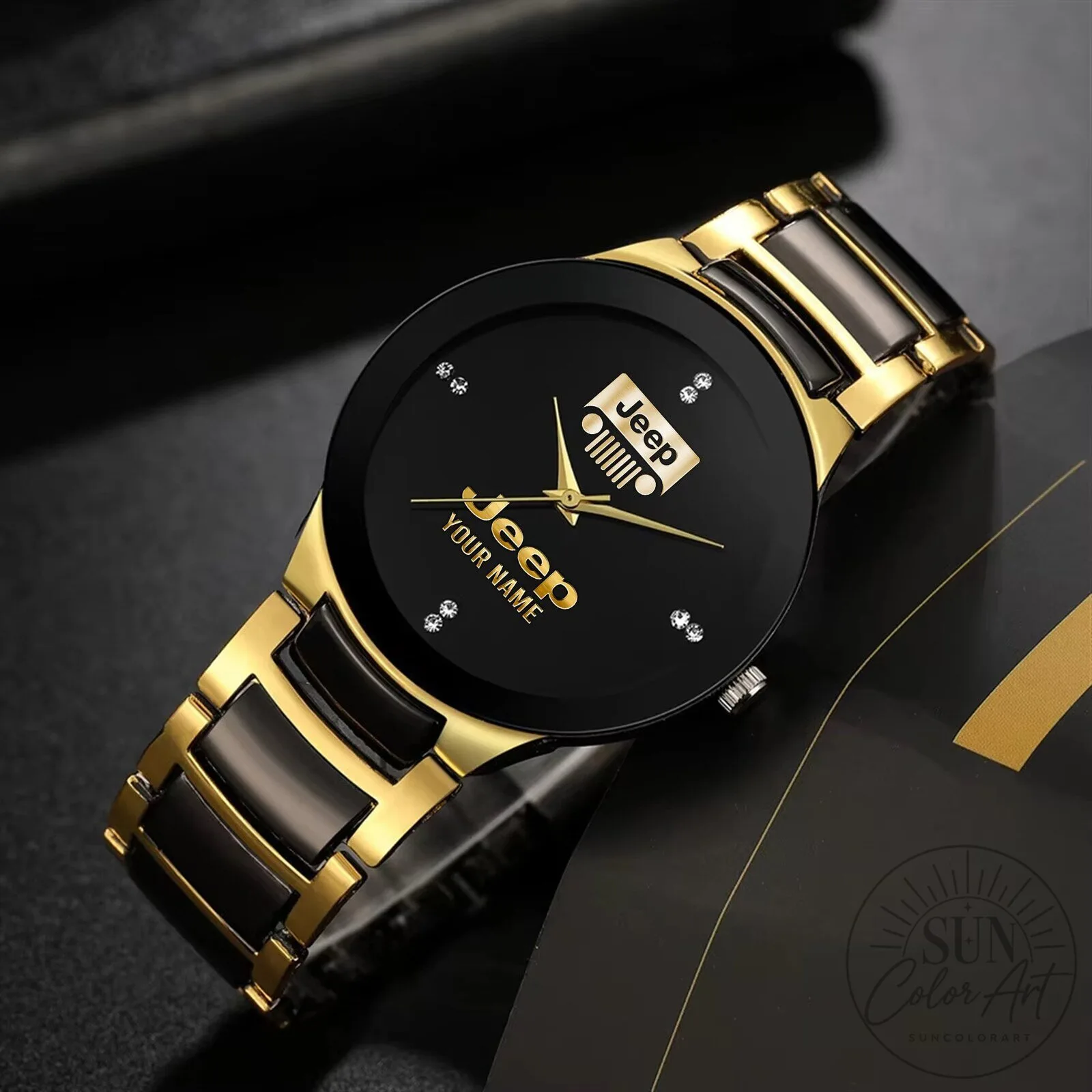 Jeep Custom Name Gold Tone Men's Quartz Watch with Black Dial 1 Jeep Custom Name Gold Tone Men's Quartz Watch with Black Dial
