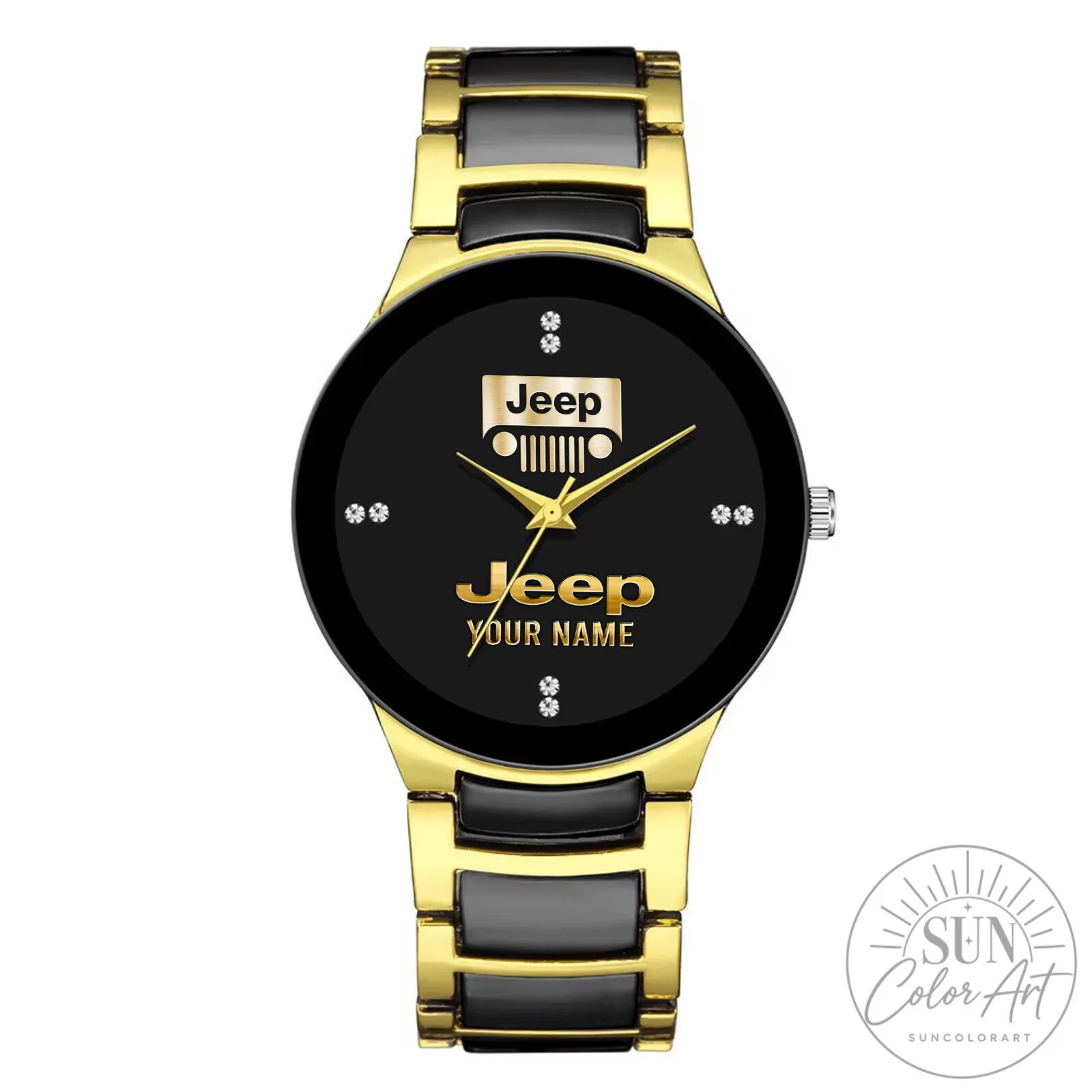 Jeep Custom Name Gold Tone Men's Quartz Watch with Black Dial 8 Jeep Custom Name Gold Tone Men