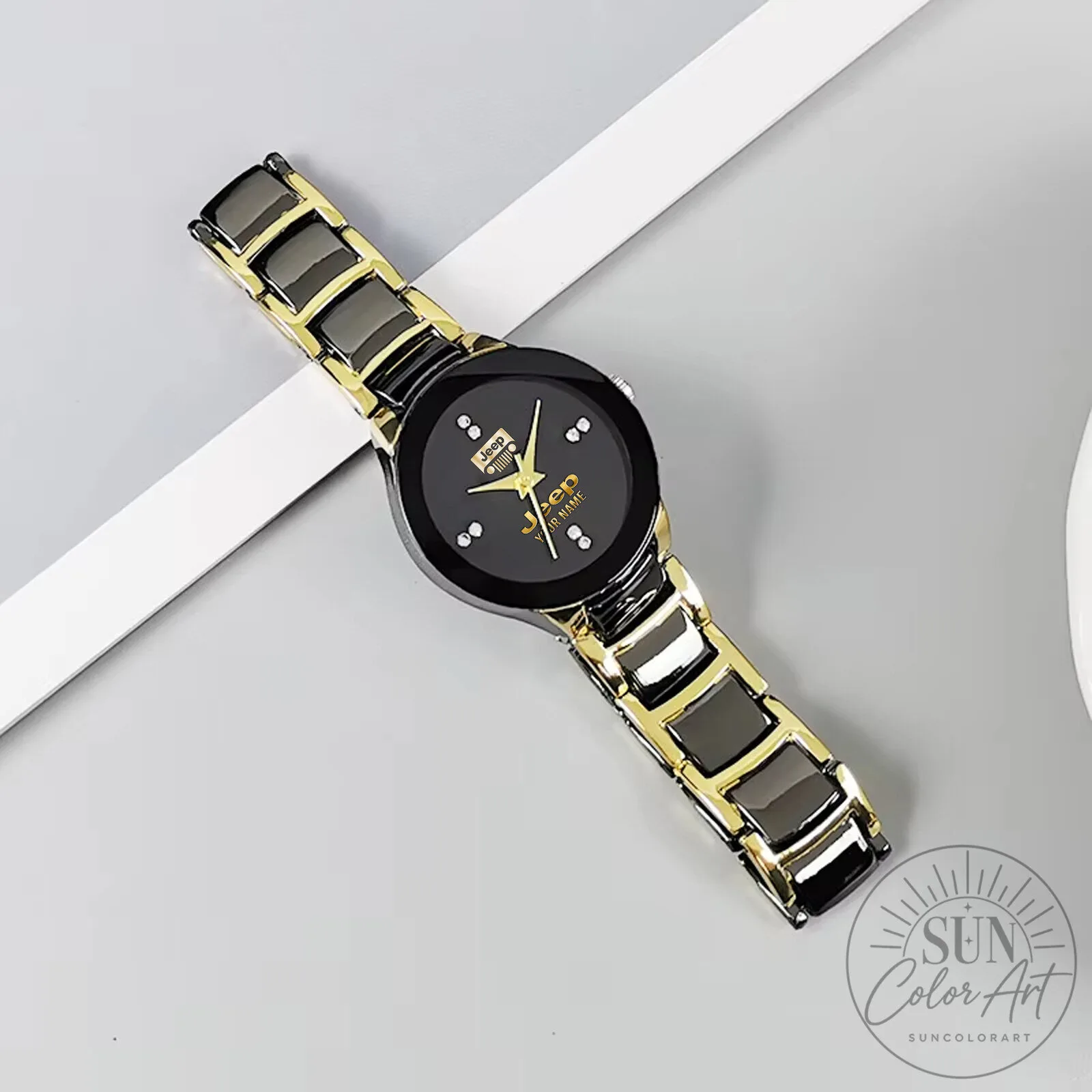 Jeep Custom Name Gold Tone Men's Quartz Watch with Black Dial 9 Jeep Custom Name Gold Tone Men
