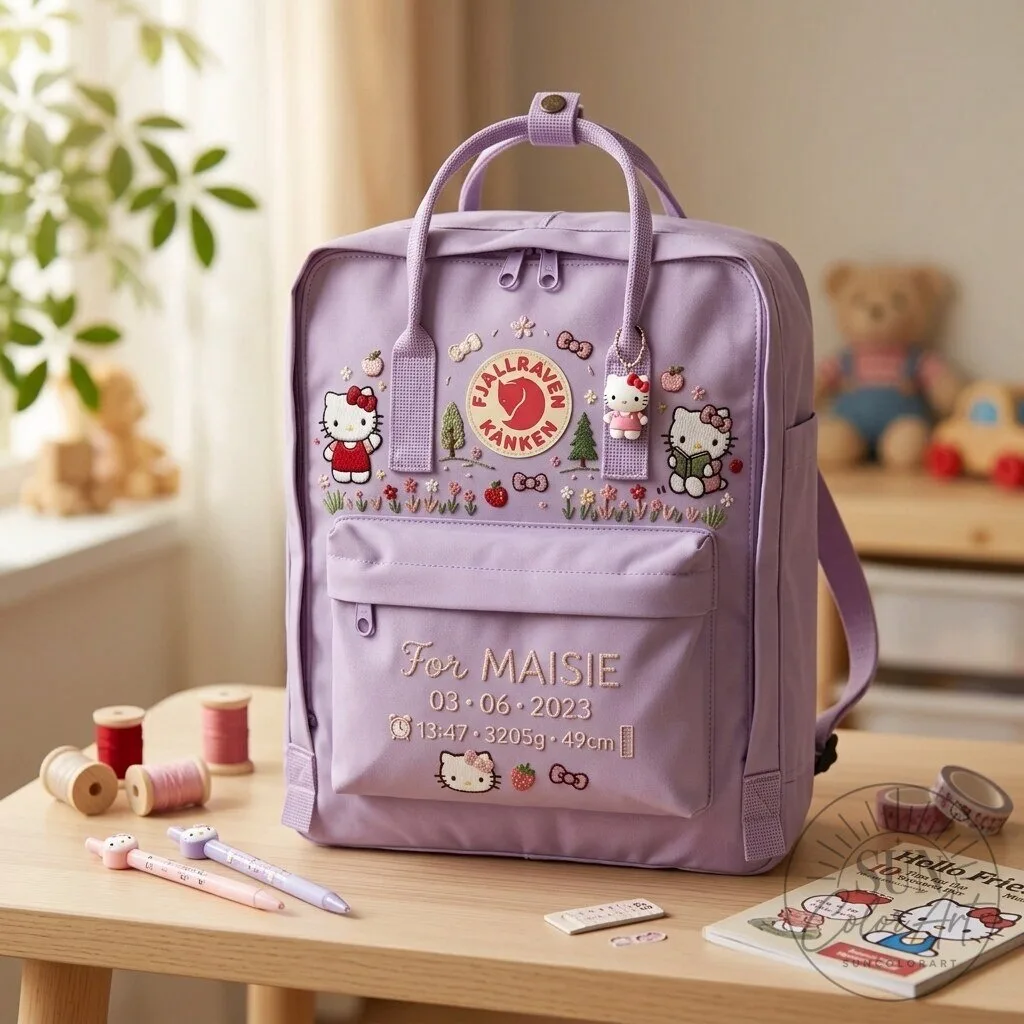 Hello Kitty Embroidered Fjallraven Kanken Backpack for Girls and Women 11 Hello Kitty Embroidered Fjallraven Kanken Backpack for Girls and Women