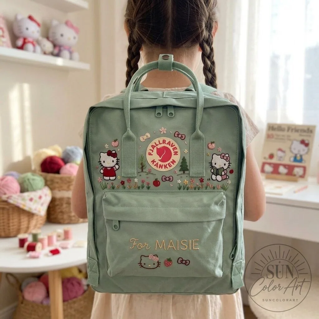 Hello Kitty Embroidered Fjallraven Kanken Backpack for Girls and Women 13 Hello Kitty Embroidered Fjallraven Kanken Backpack for Girls and Women
