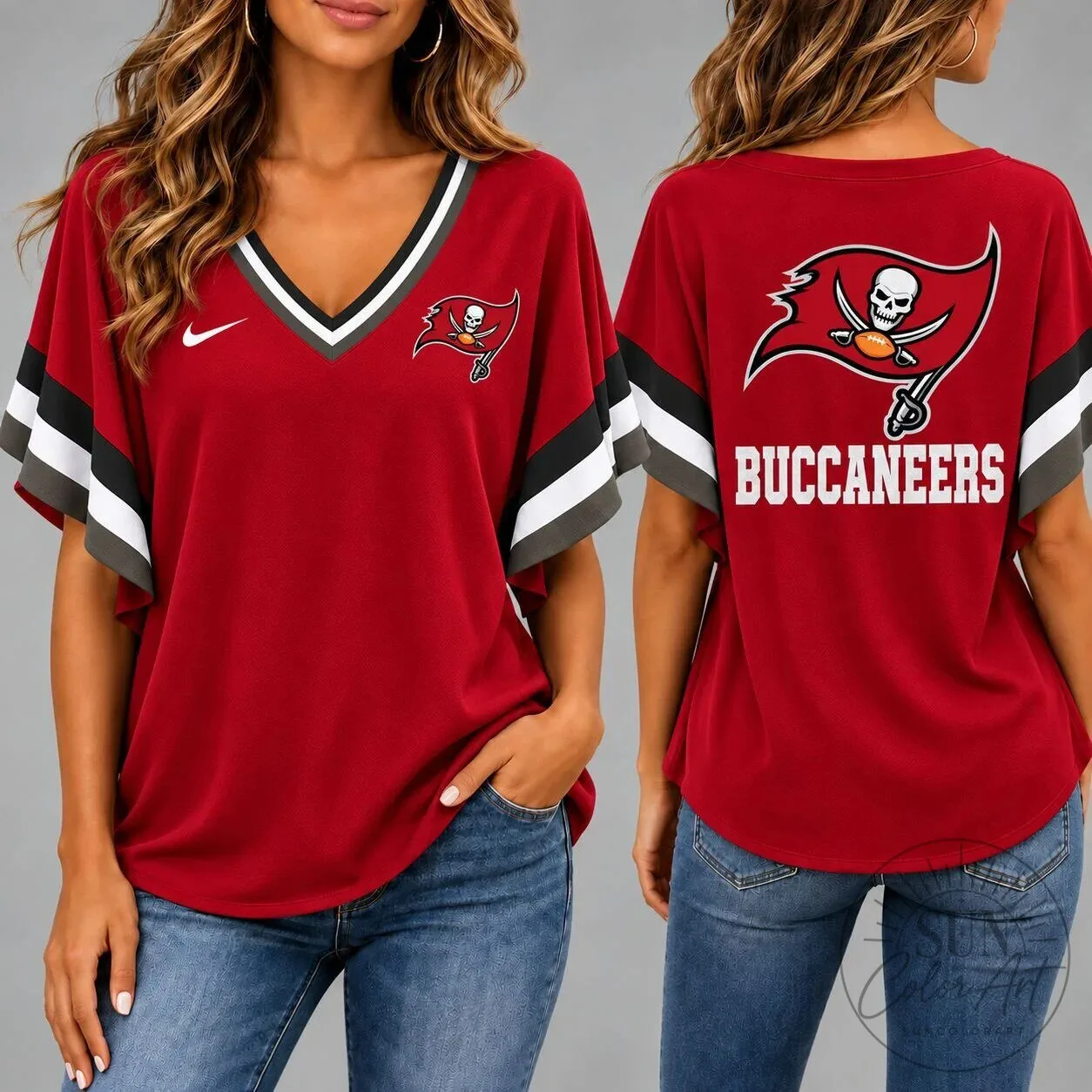 Tampa Bay Buccaneers Women's Red Football Game Day Short Sleeve T-Shirt 2 Tampa Bay Buccaneers Women's Red Football Game Day Short Sleeve T-Shirt