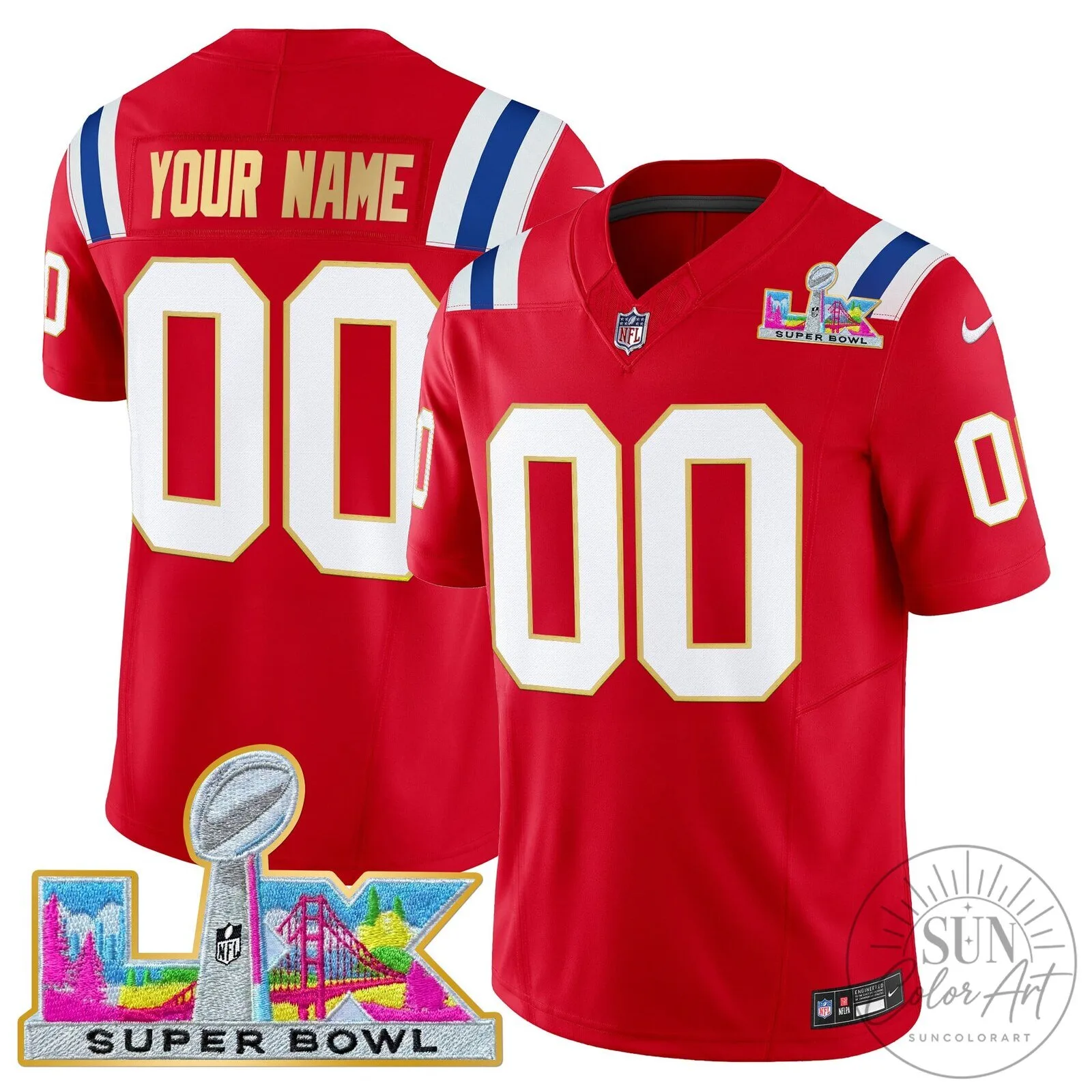 New England Patriots Super Bowl LX Gold Vapor Limited Custom Football Jersey 12 New England Patriots Super Bowl LX Gold Vapor Limited Custom Football Jersey
