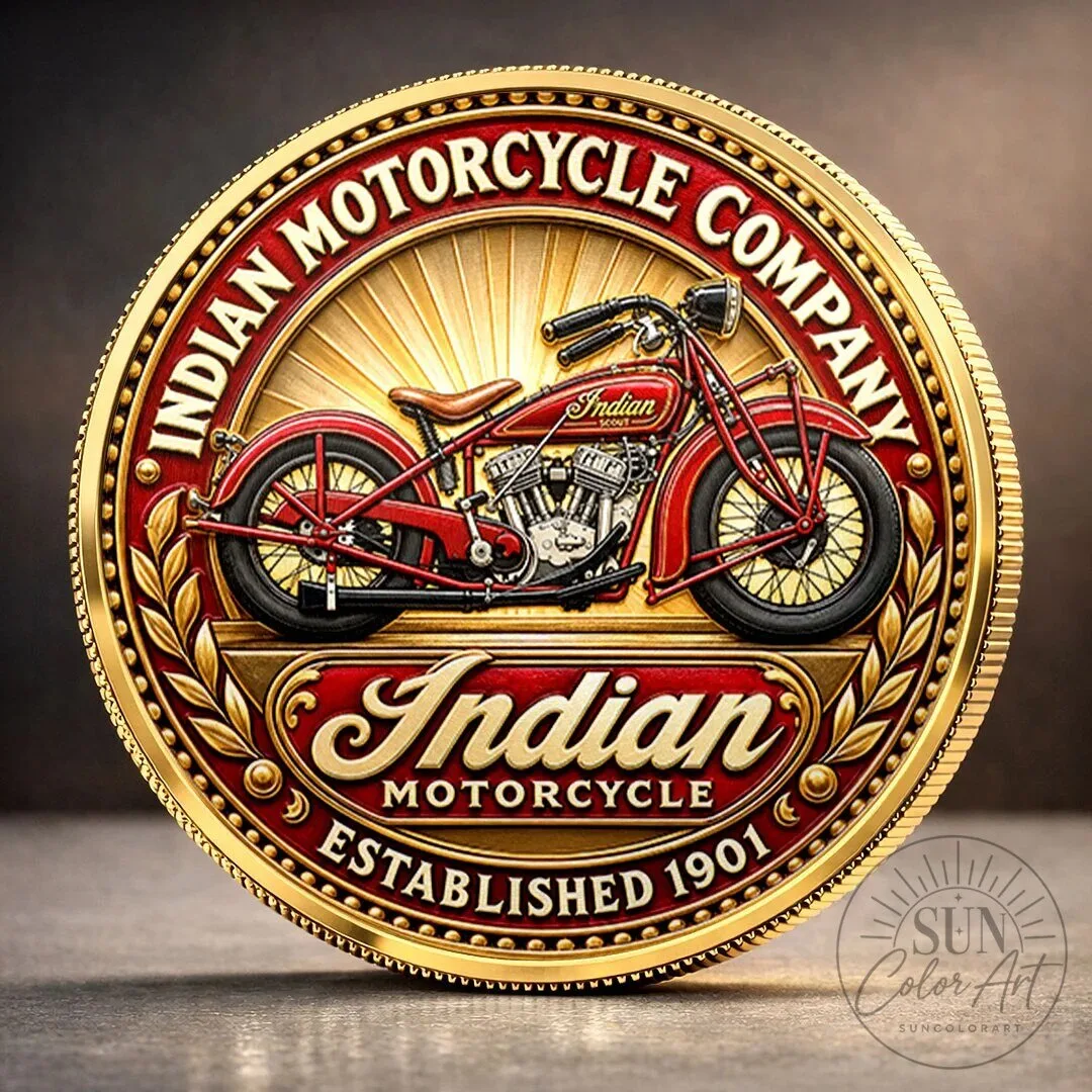 Indian Motorcycle Company Established 1901 Vintage Scout Commemorative Coin 1 Indian Motorcycle Company Established 1901 Vintage Scout Commemorative Coin