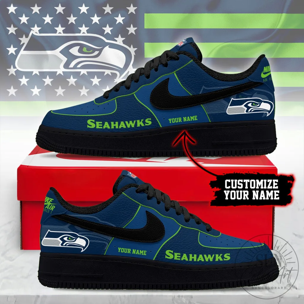 Seattle Seahawks Custom Name Air Force 1 Sneakers Seattle Seahawks Custom Name Air Force 1 Sneakers