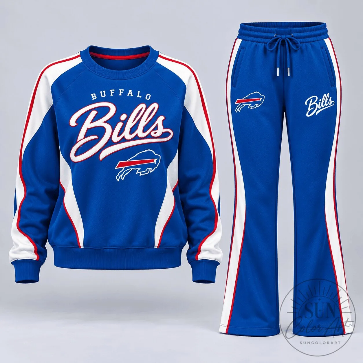 Buffalo Bills Football Team Blue and White Raglan Sleeve Sweatshirt 5 Buffalo Bills Football Team Blue and White Raglan Sleeve Sweatshirt
