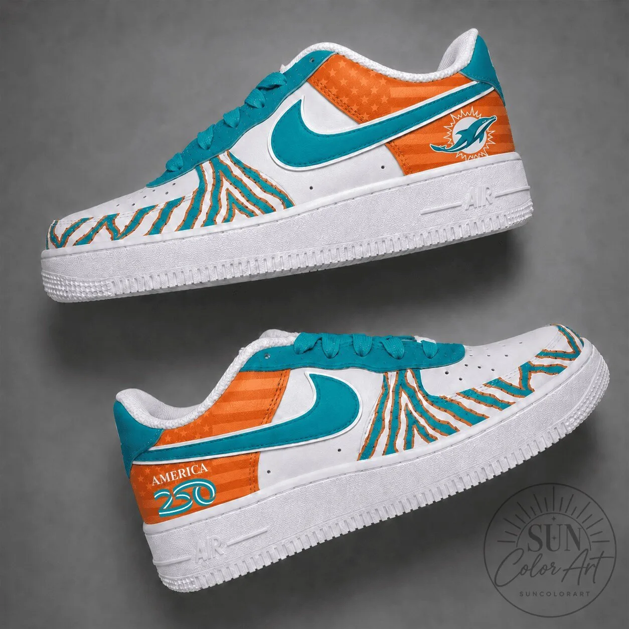 Miami Dolphins NFL 250 Years of Freedom Custom Air Force 1 Shoes