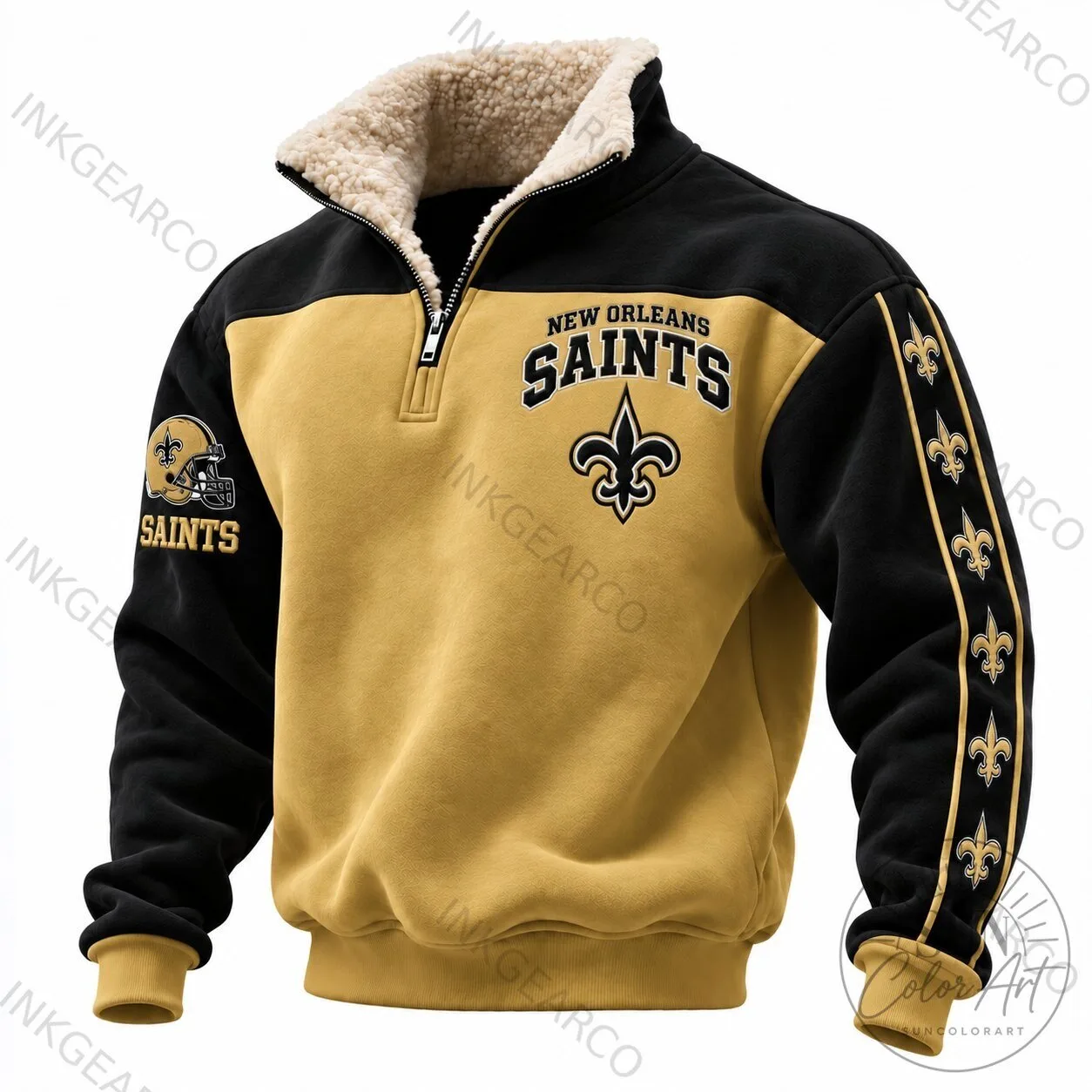 Saints Fleece Quarter-Zip Mock Neck Sweatshirt from New Orleans