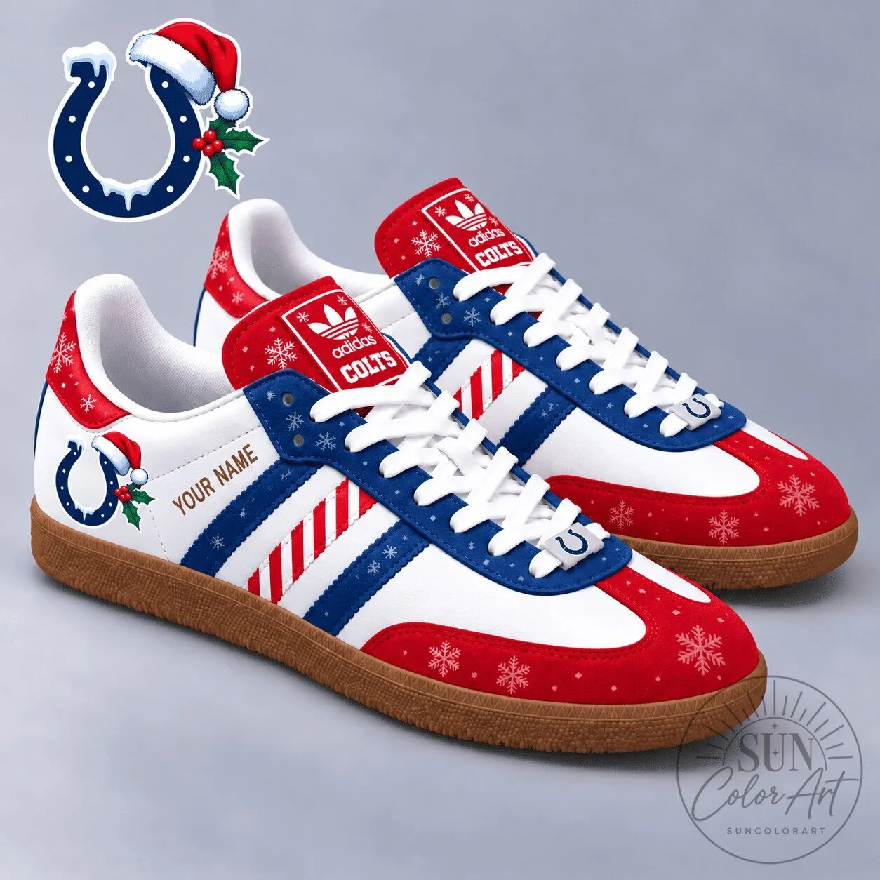 Indianapolis Colts Christmas Holiday Samba Shoes Custom Name Sneakers