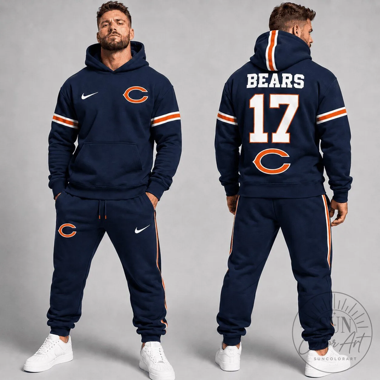 Chicago Bears NFL Football Team Navy Blue Hoodie Sweatshirt with Number 17